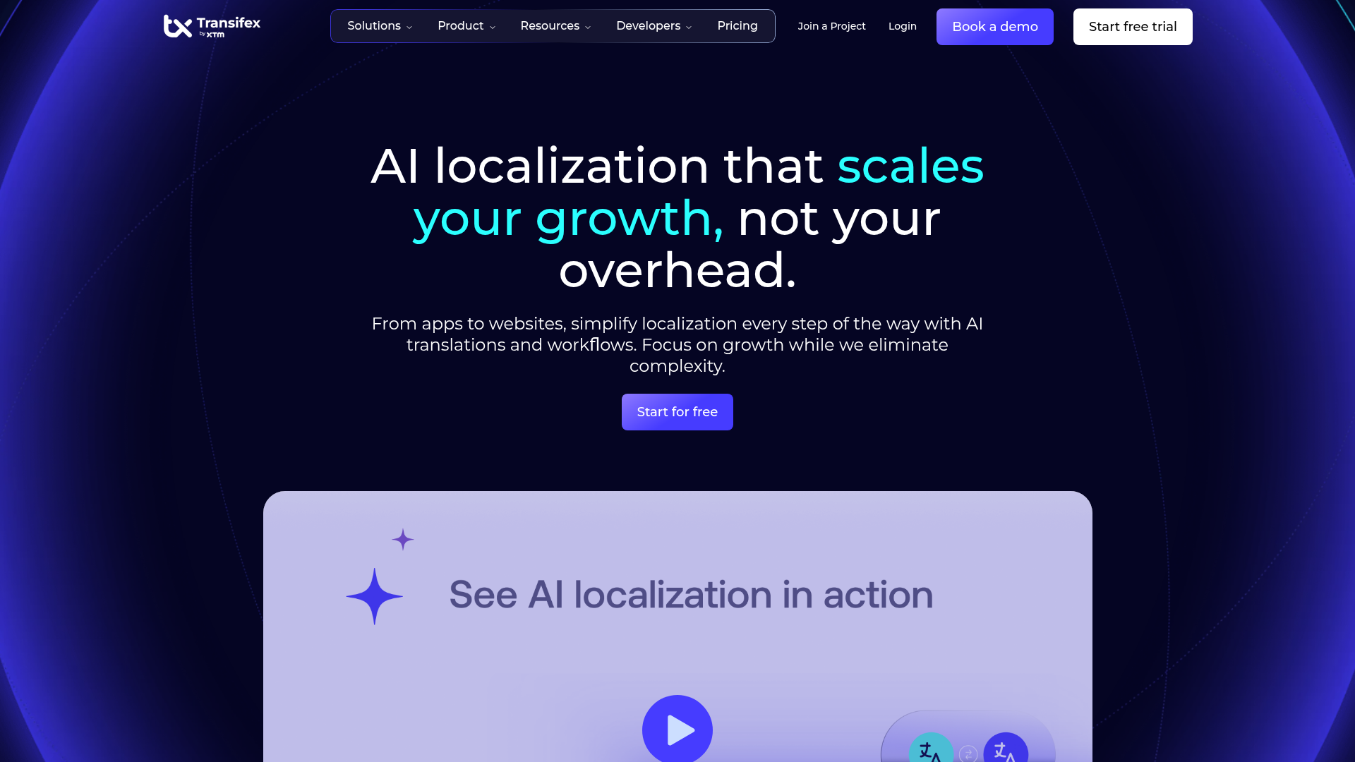 Transifex localization management platform homepage