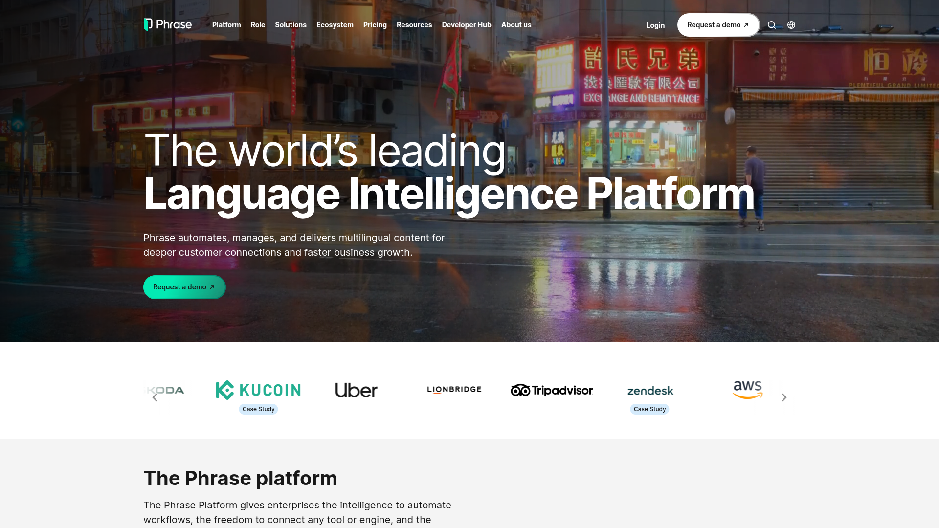 Phrase localization platform homepage