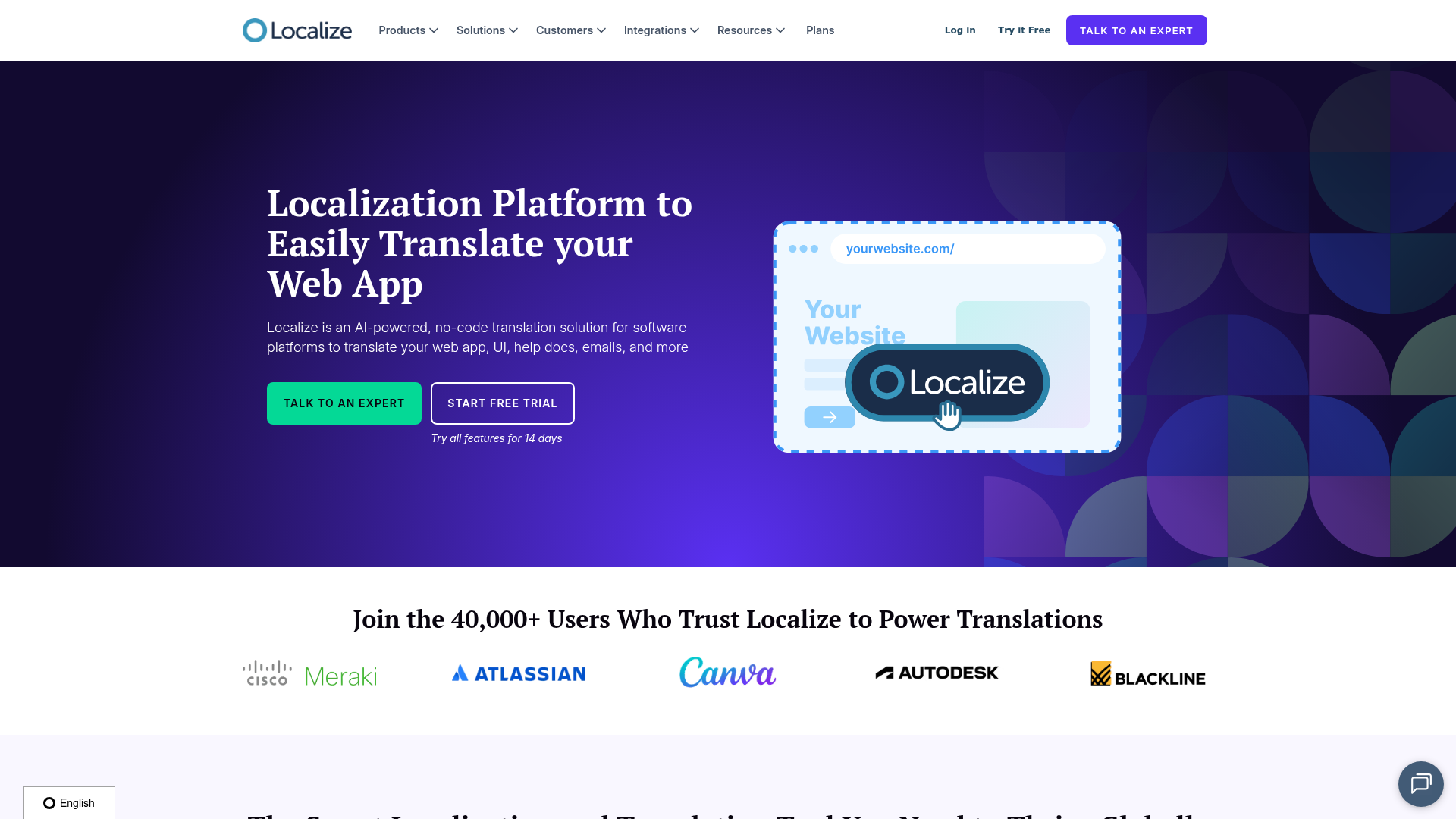 Localize translation platform homepage