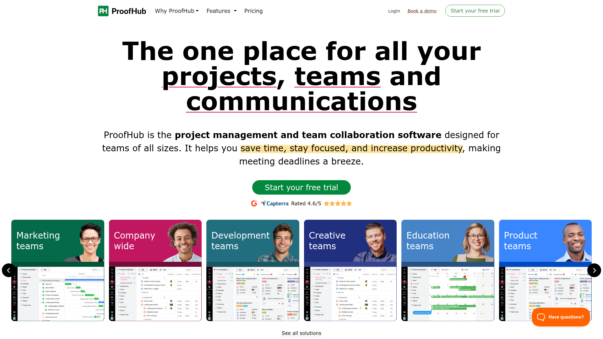 ProofHub project management and proofing homepage