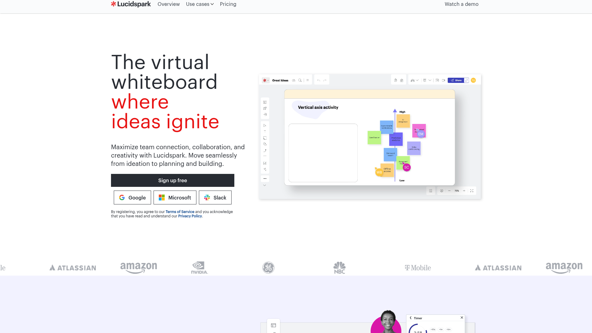 Lucidspark whiteboard software interface