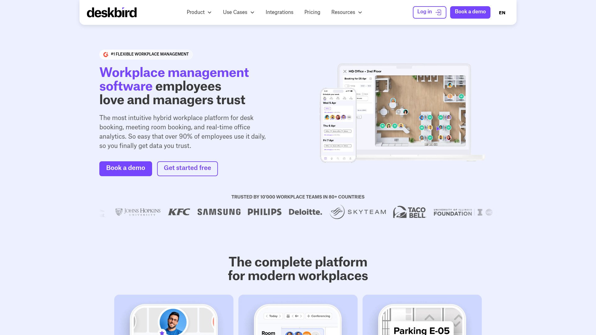 deskbird hybrid work platform