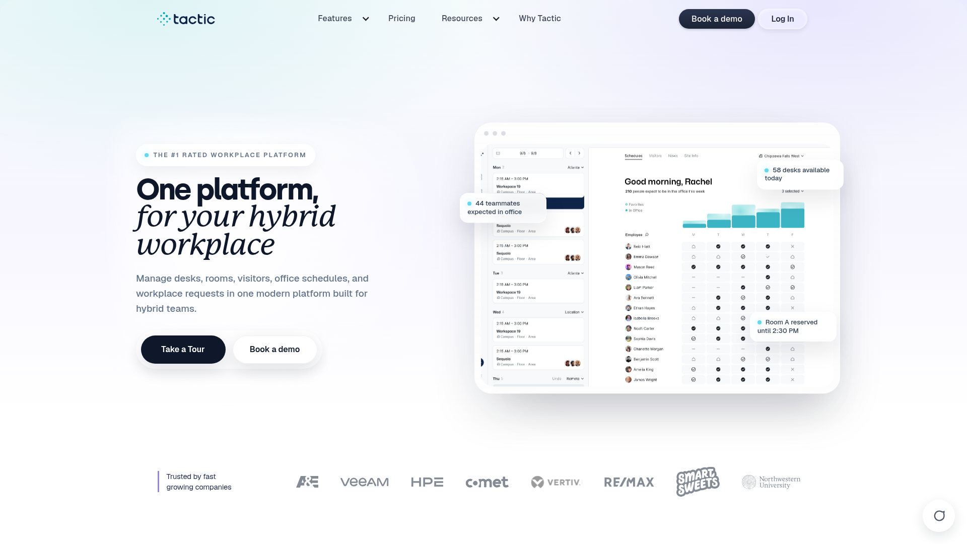 Tactic homepage showing workplace platform