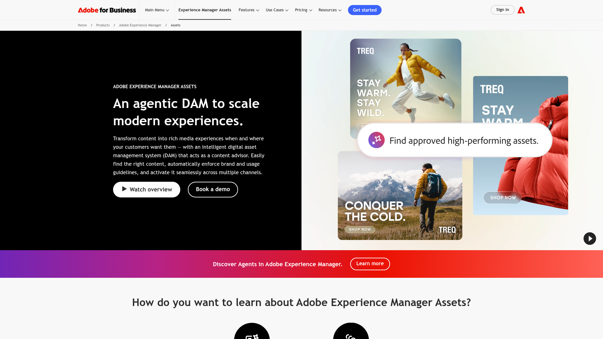 Adobe Experience Manager Assets homepage