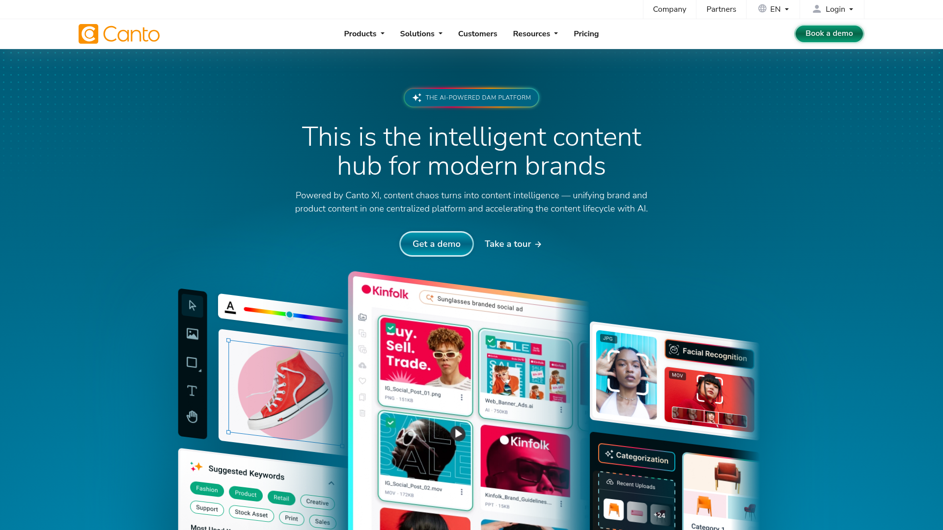 Canto AI-powered DAM platform homepage