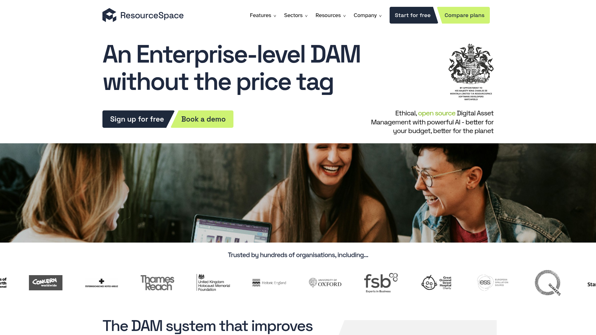 ResourceSpace open source DAM platform homepage