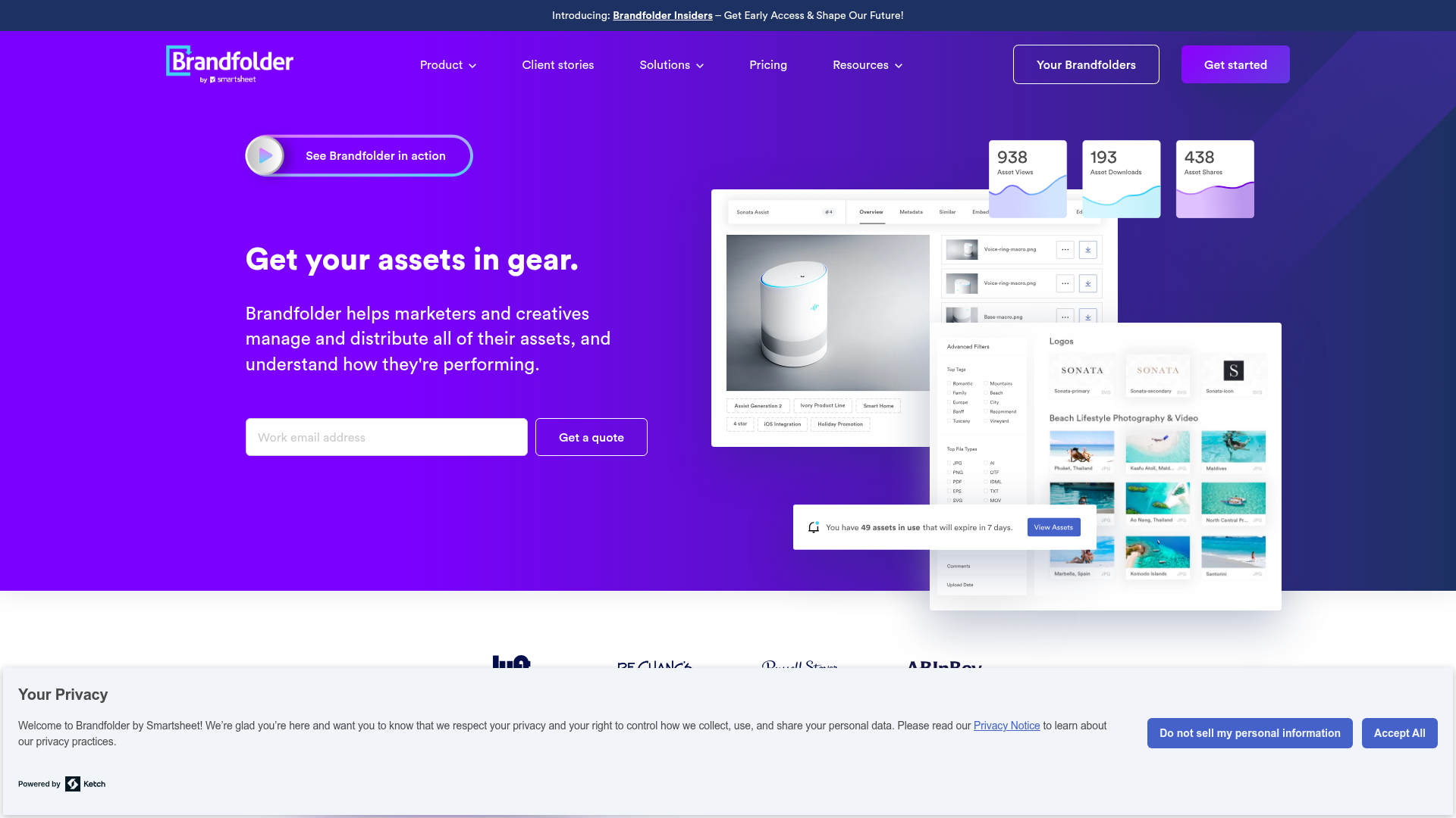 Brandfolder DAM platform homepage
