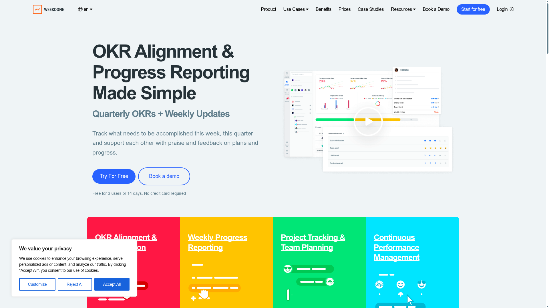 Weekdone OKR software
