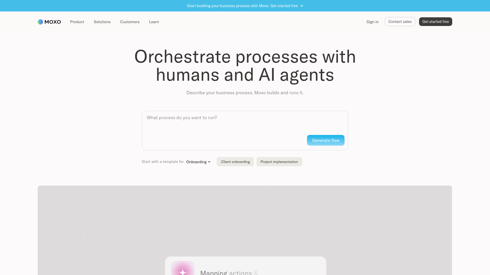 Moxo client portal homepage screenshot