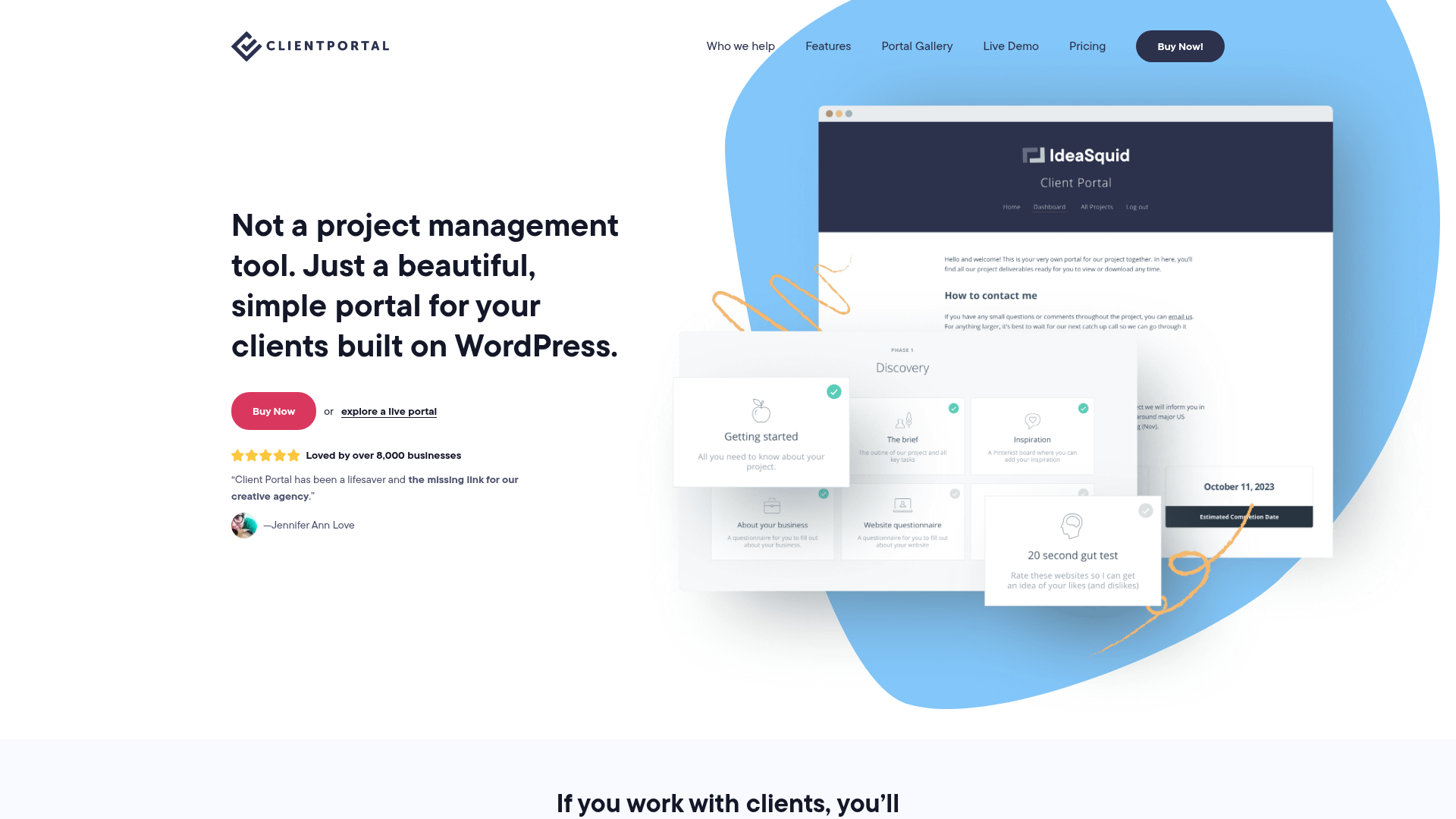 Client Portal WordPress plugin homepage screenshot