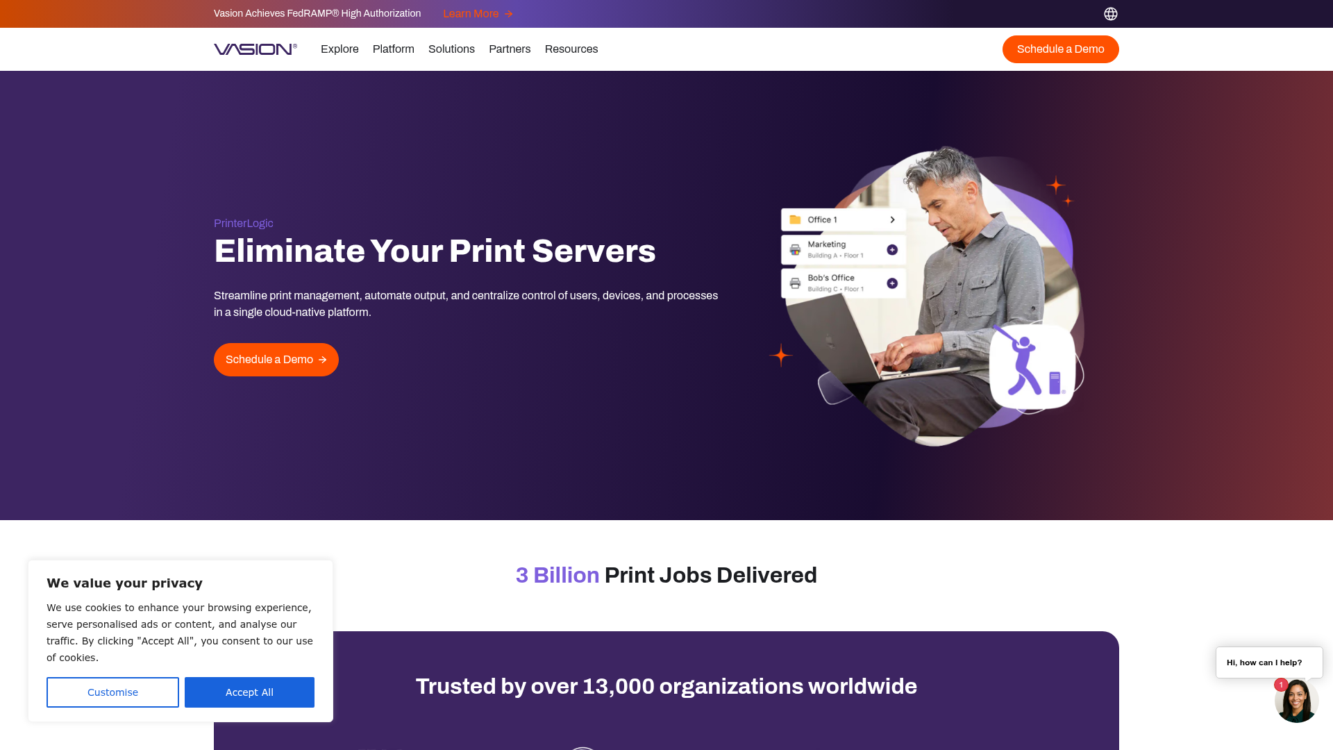 PrinterLogic Vasion Print homepage