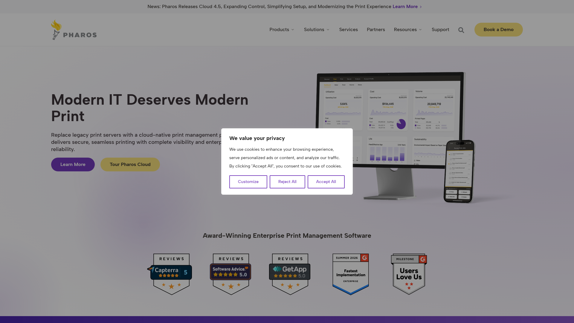 Pharos Cloud homepage