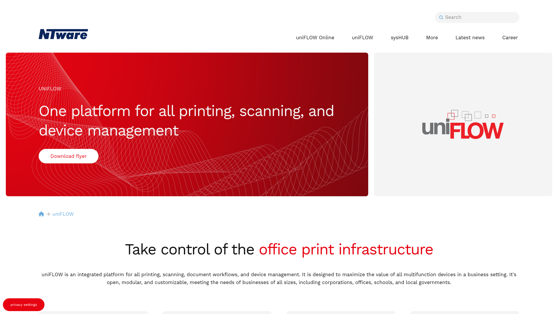 uniFLOW homepage