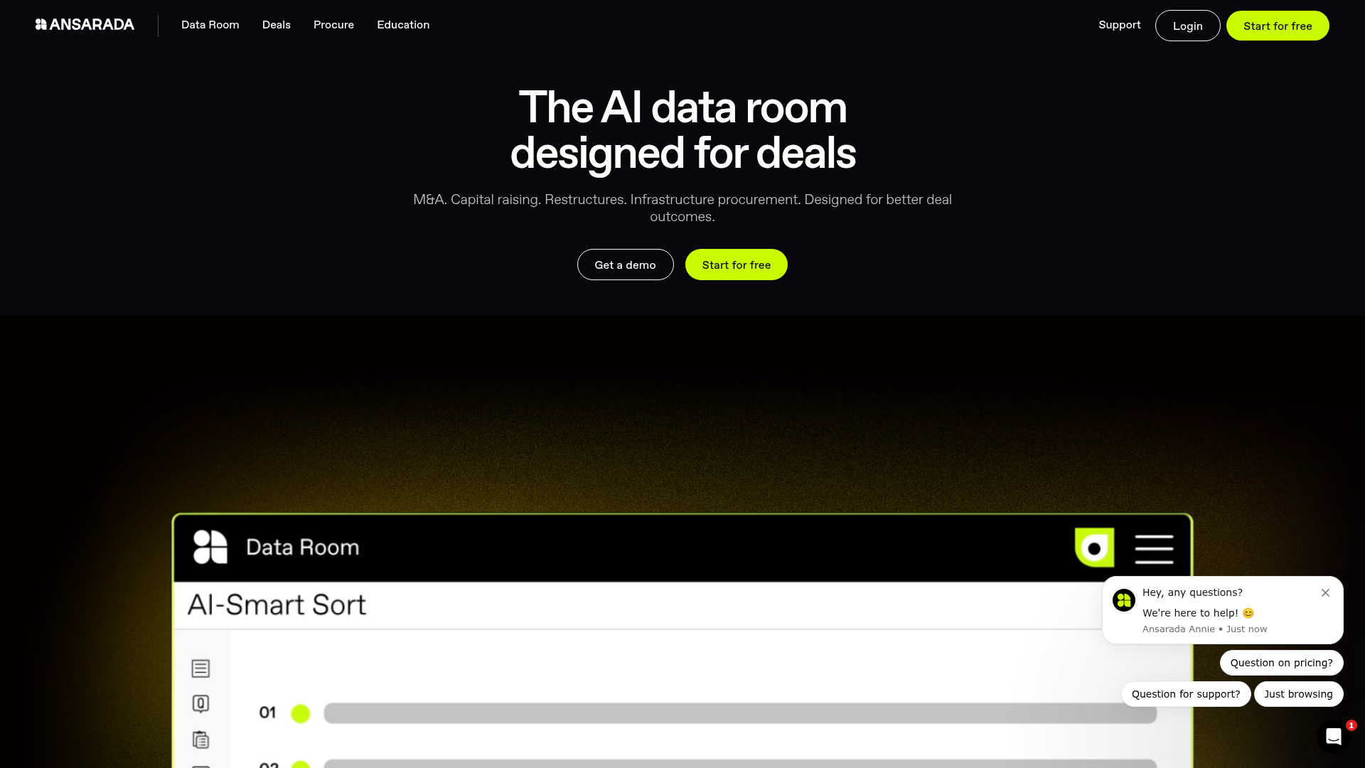 Ansarada deal preparation and data room platform