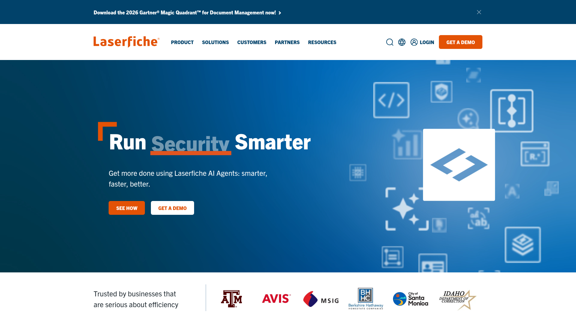 Laserfiche intelligent content platform homepage