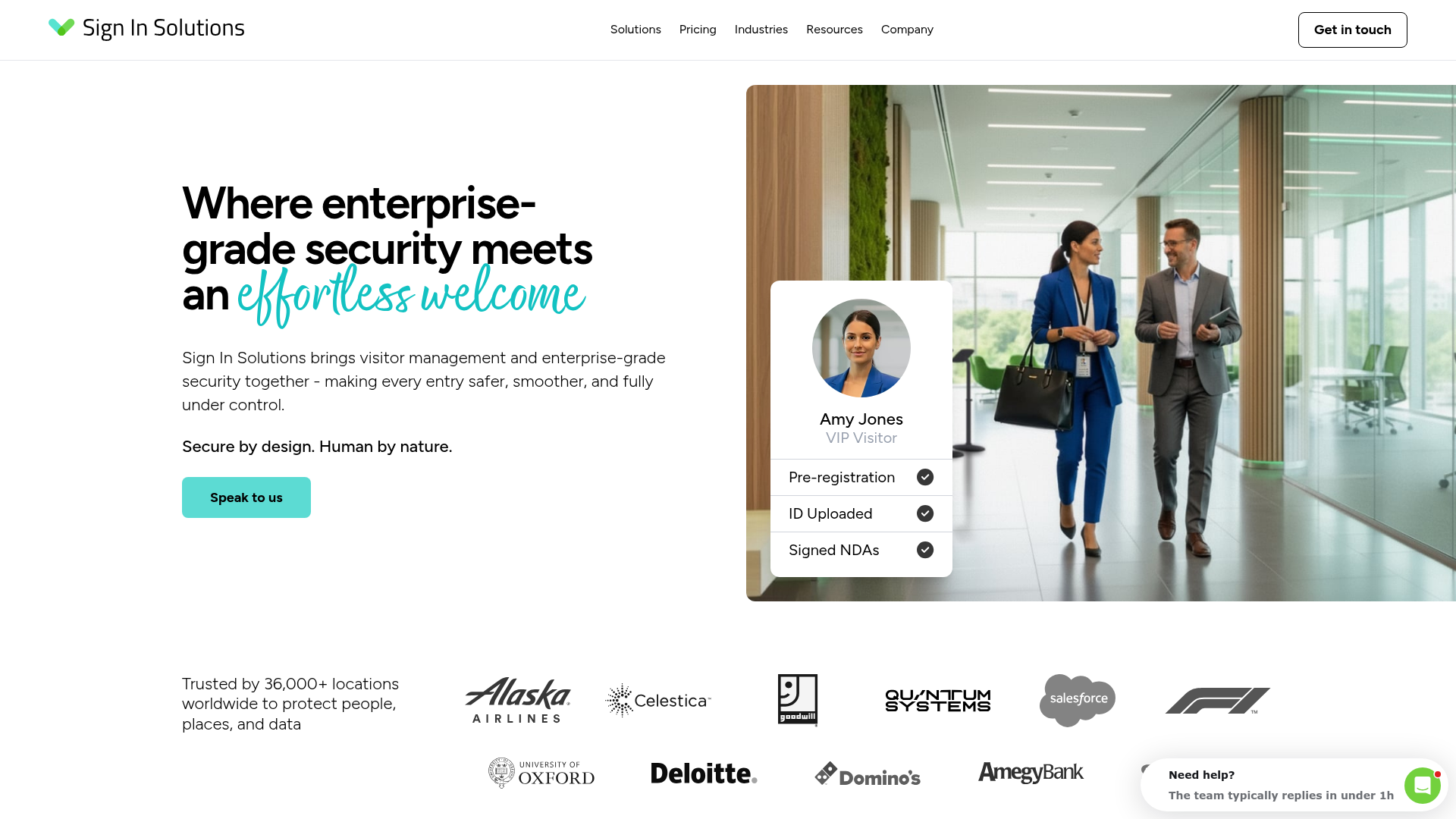 Sign In Solutions enterprise visitor management dashboard
