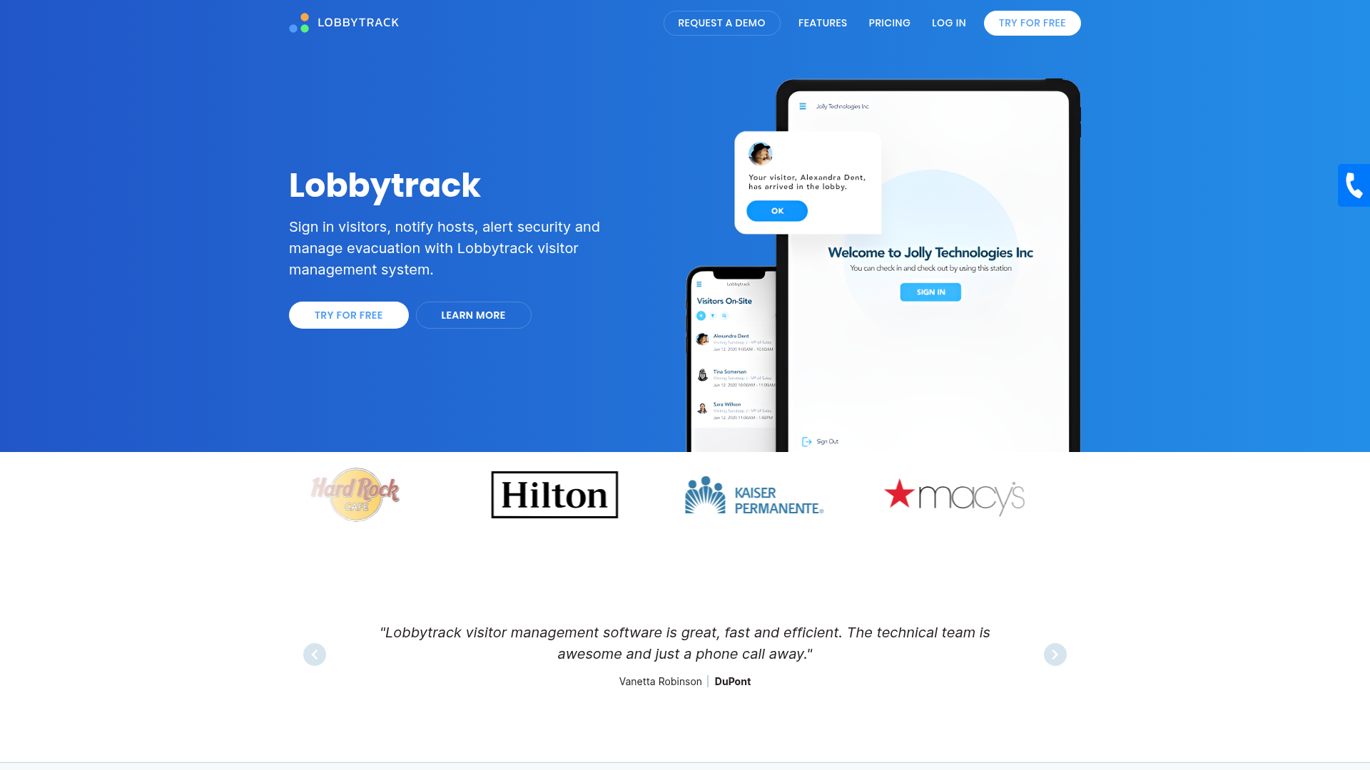 Lobbytrack visitor sign-in and security platform