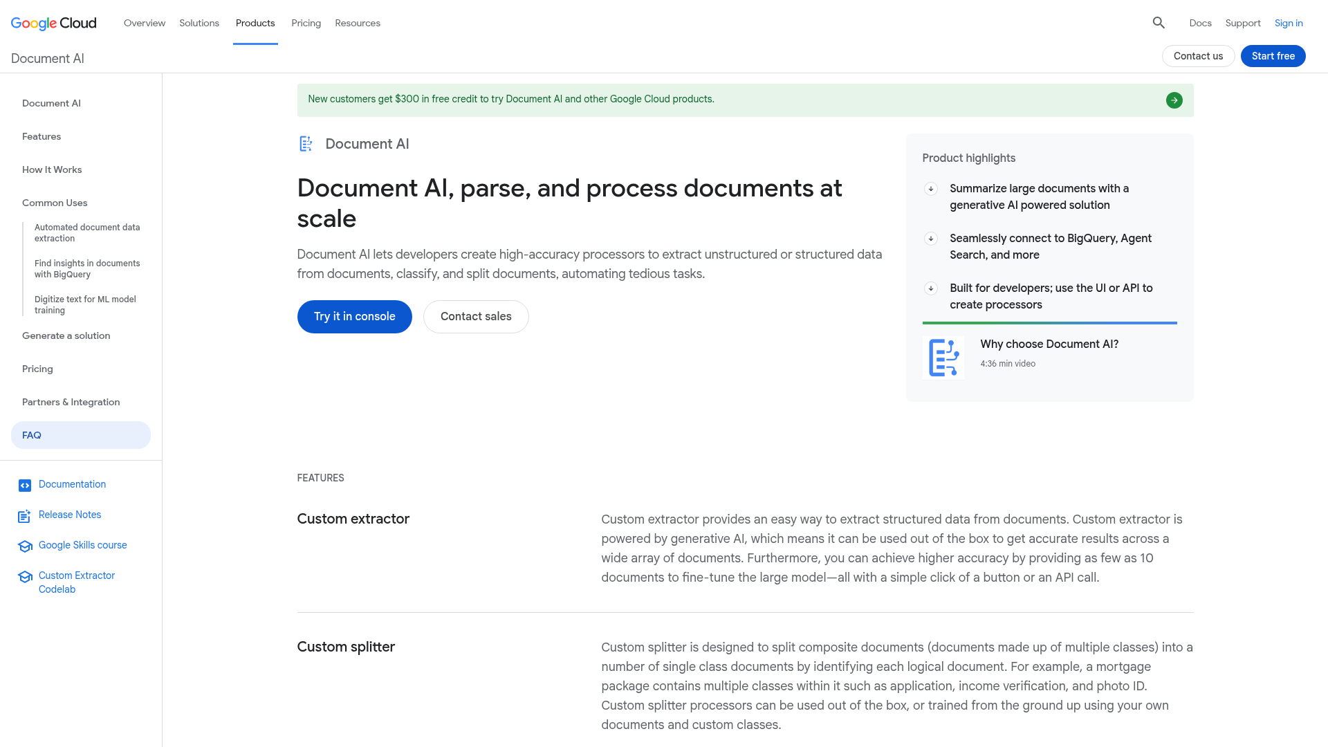 Google Document AI screenshot