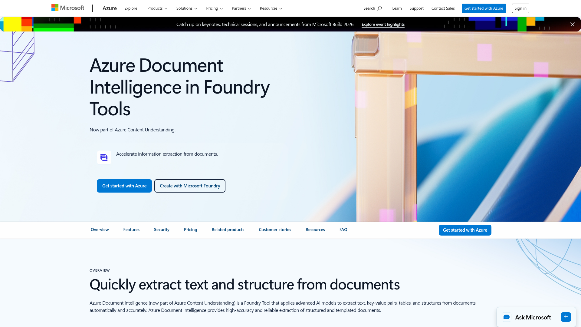 Azure AI Document Intelligence screenshot