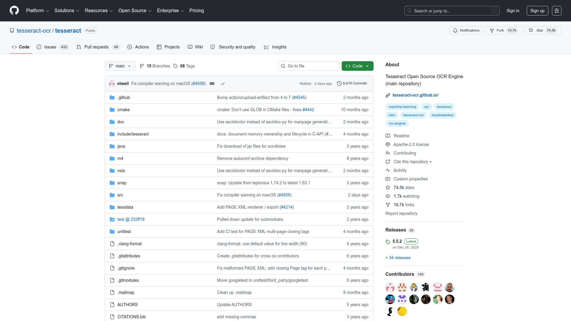 Tesseract OCR screenshot
