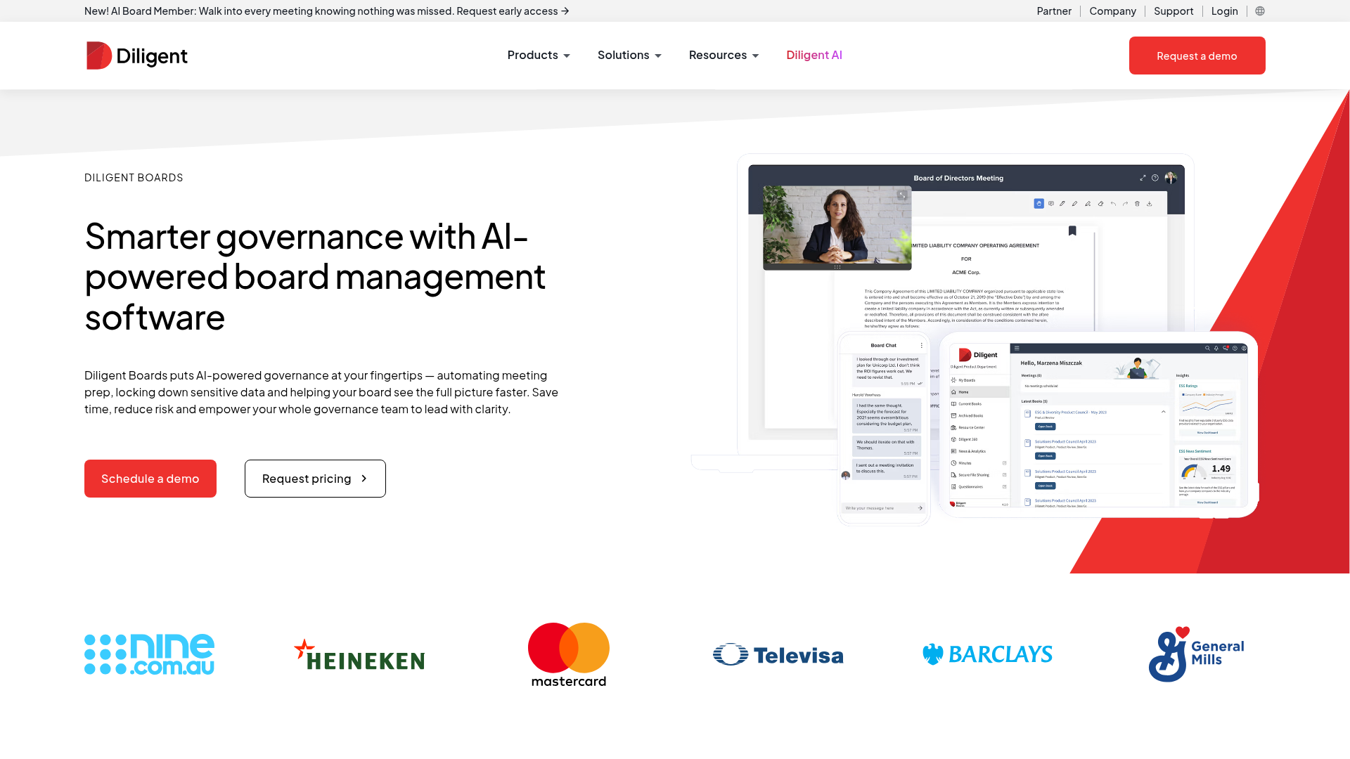 Diligent Boards software interface