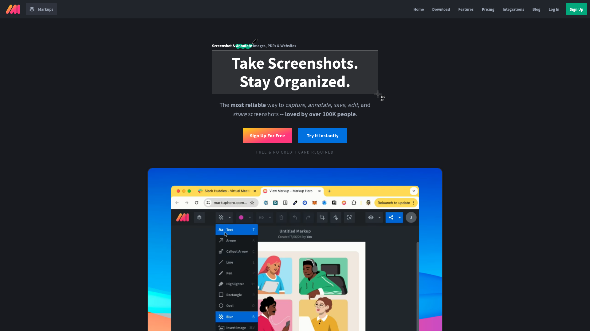 Markup Hero screenshot and annotation tool interface