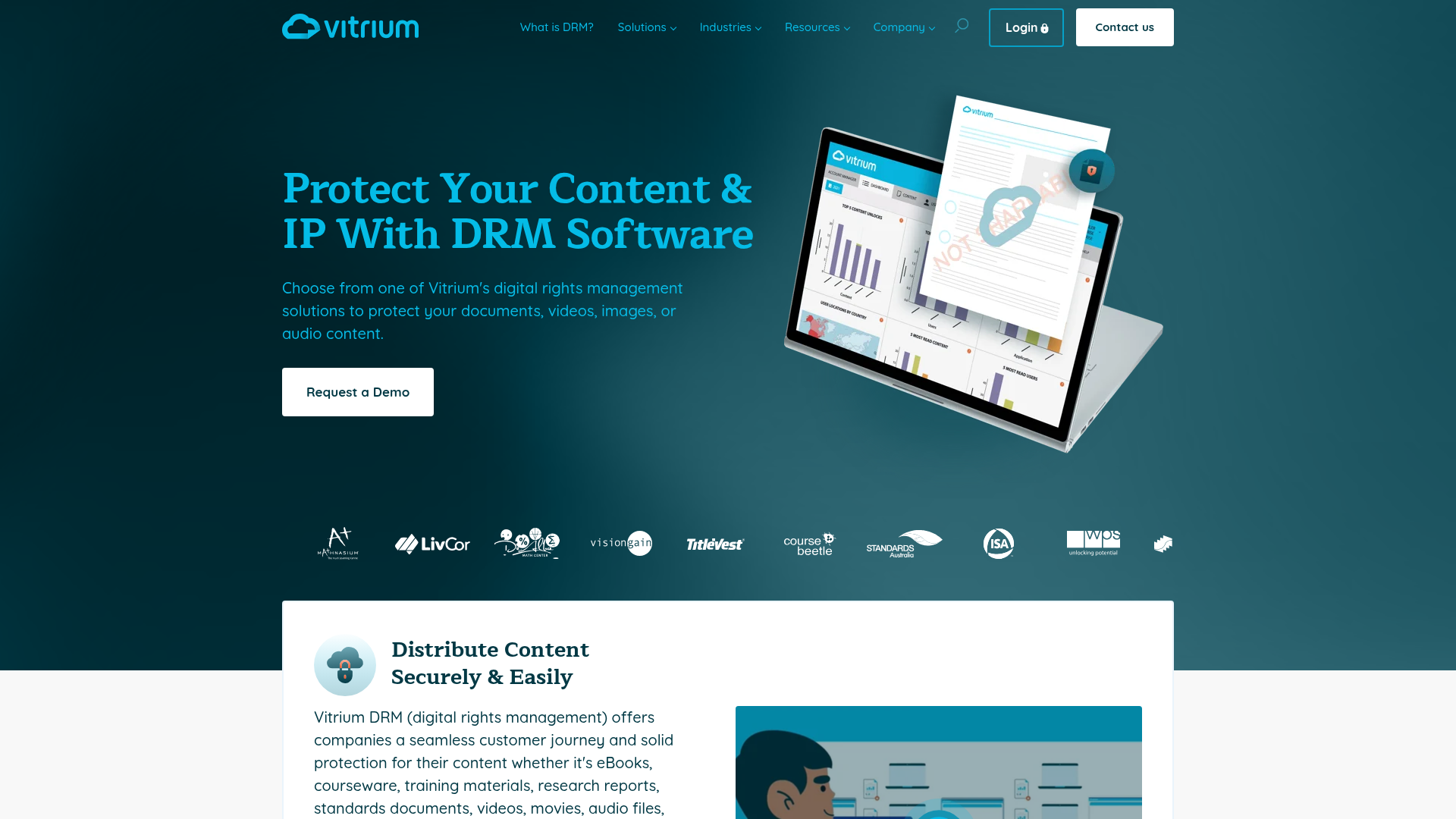 Vitrium DRM content protection platform homepage