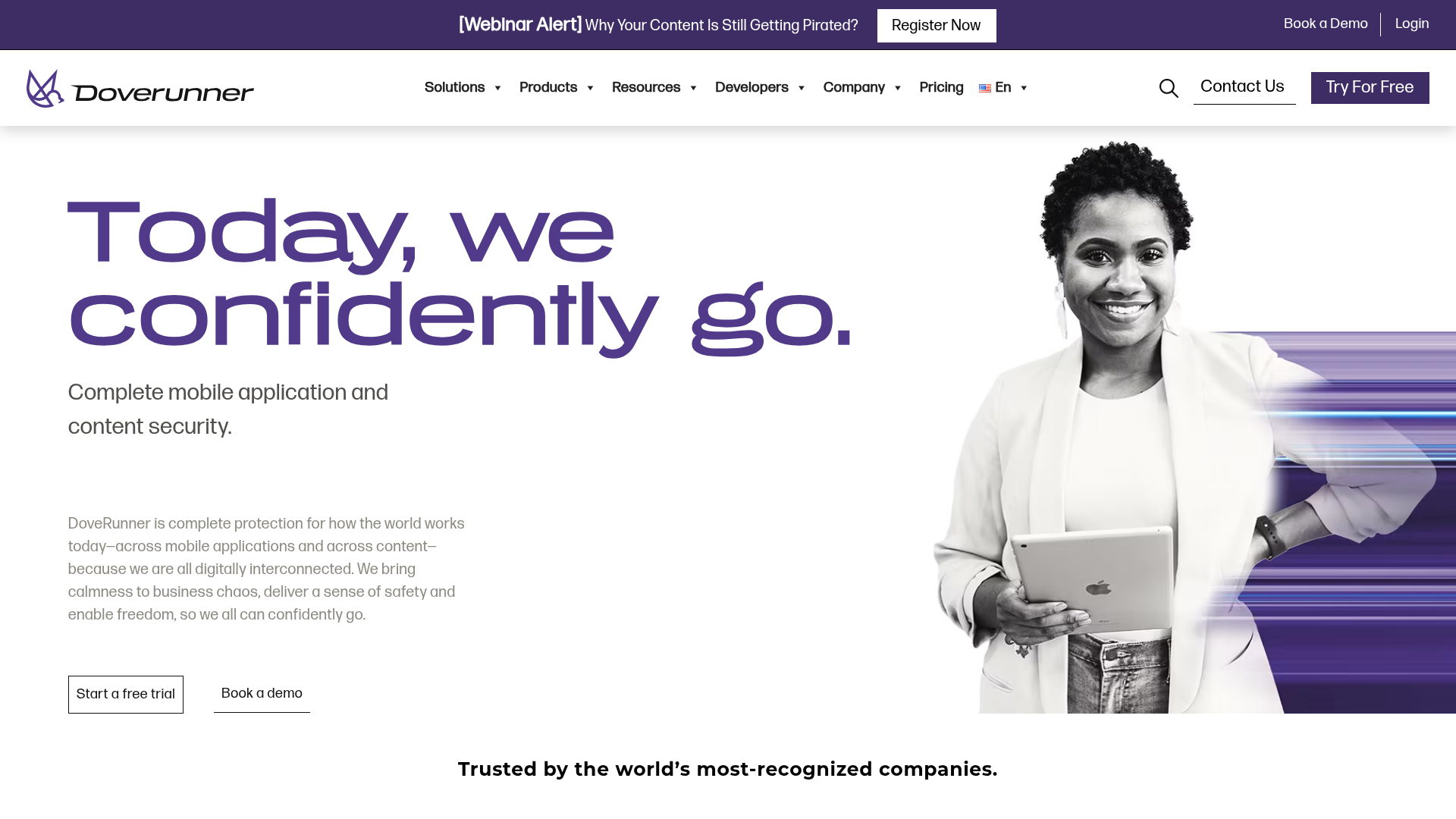 DoveRunner multi-DRM and content security platform homepage