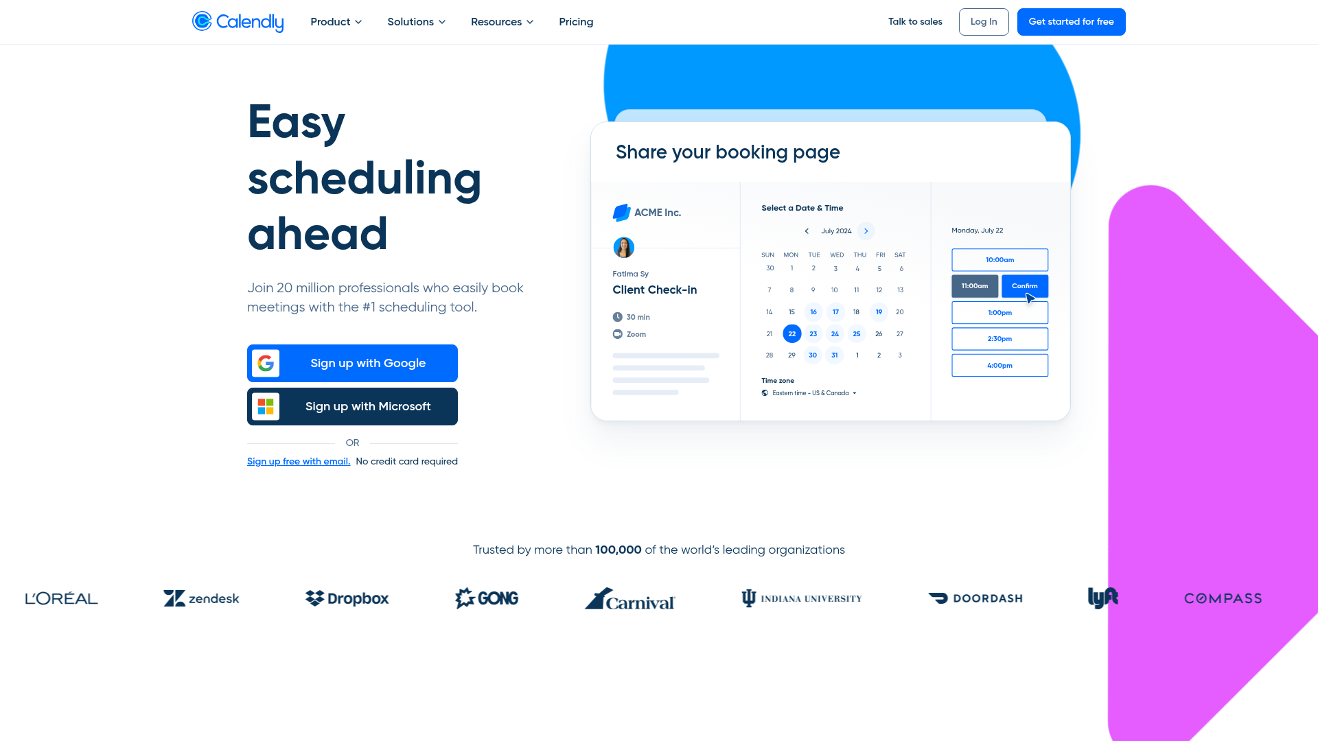 Calendly appointment scheduling and booking link interface