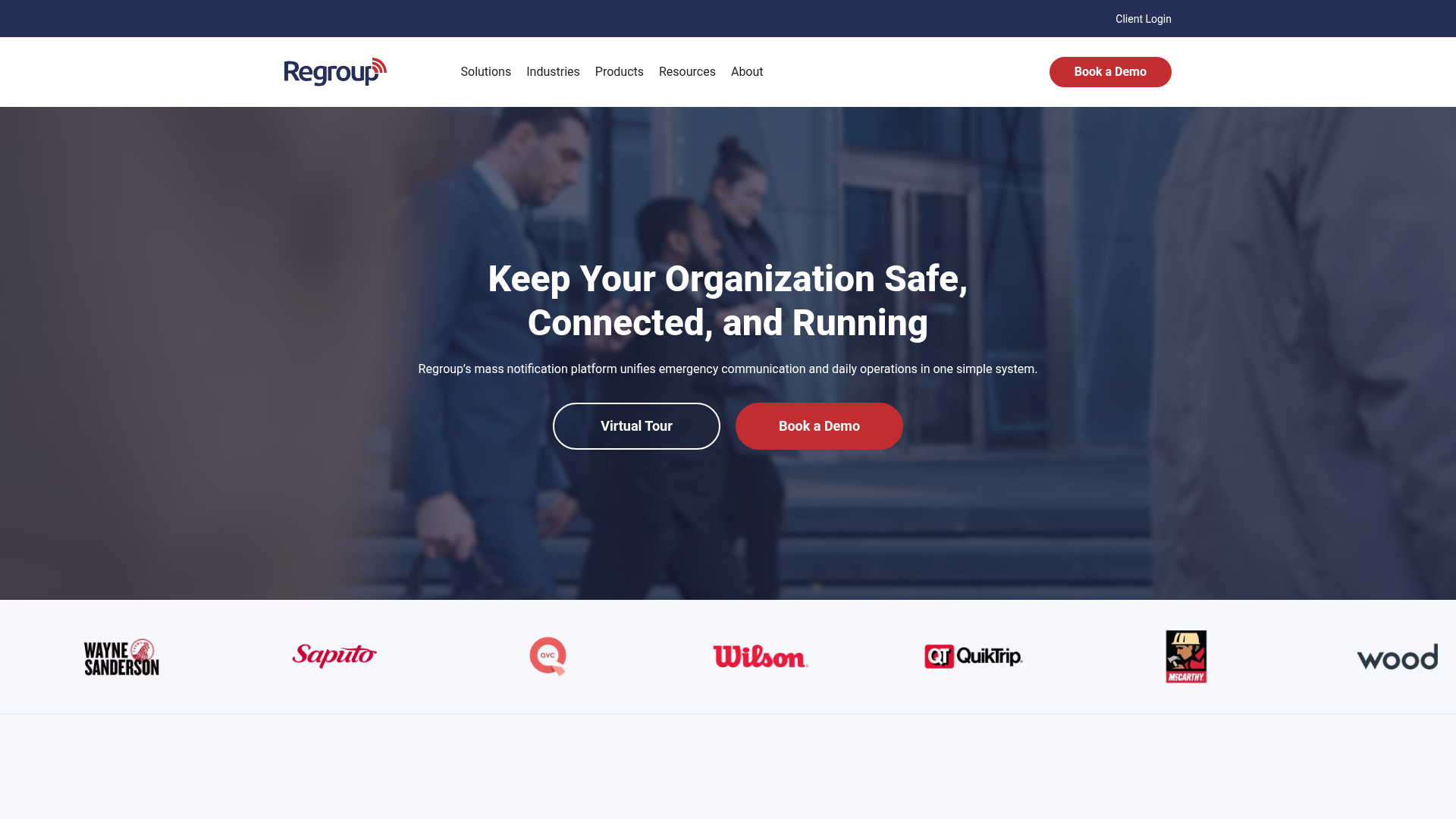 Regroup mass notification platform sending an alert.