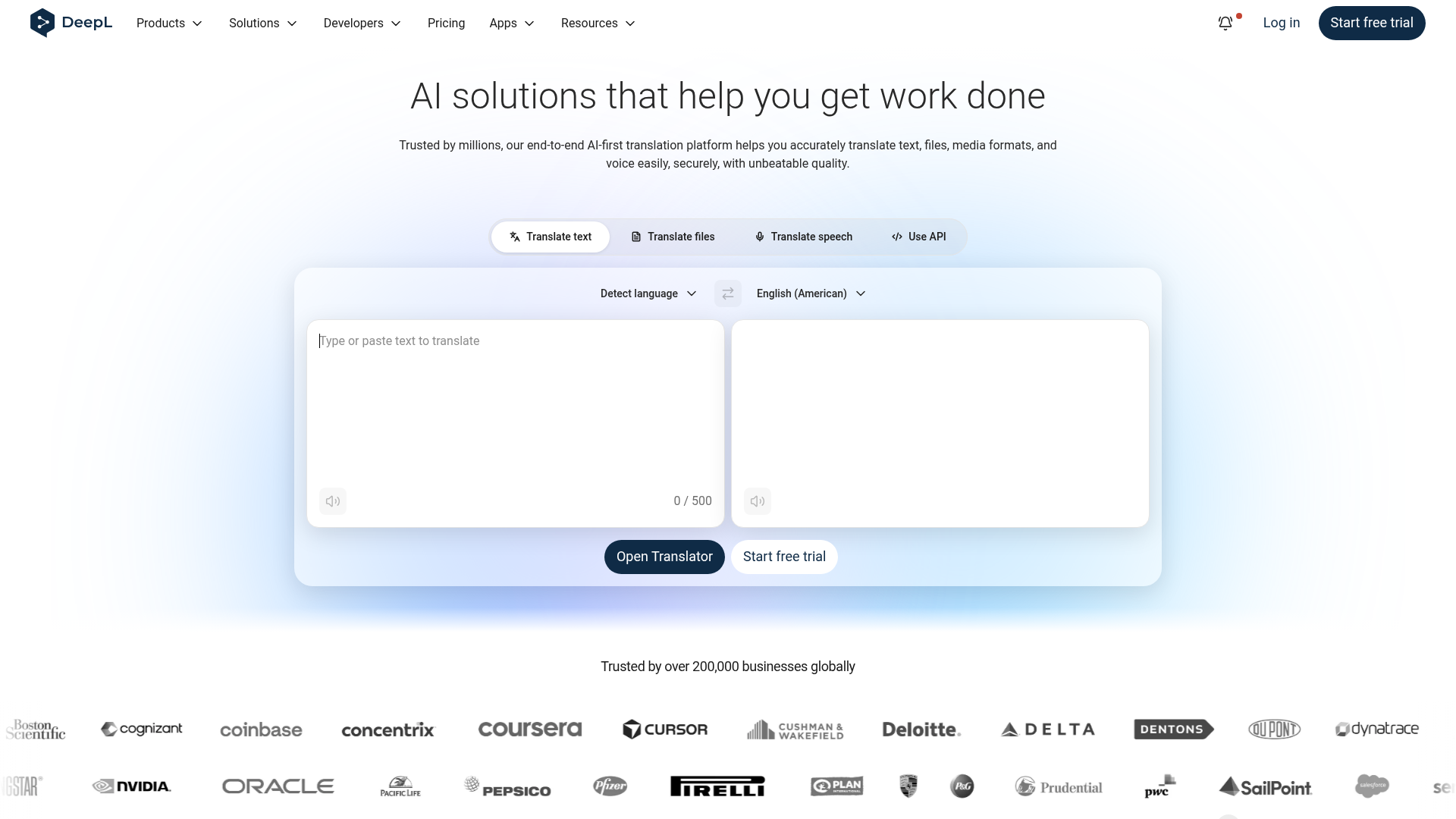 DeepL Translator machine translation software interface