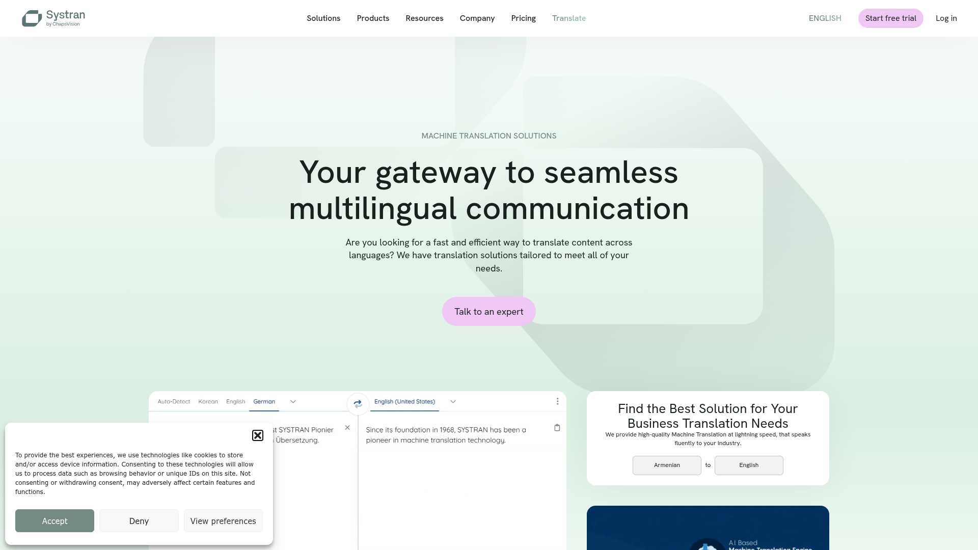 SYSTRAN Translate Pro secure machine translation software interface