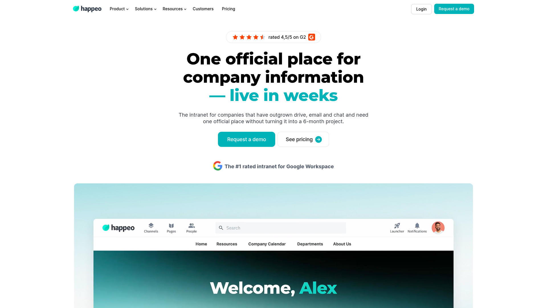 Happeo Google Workspace-native intranet platform