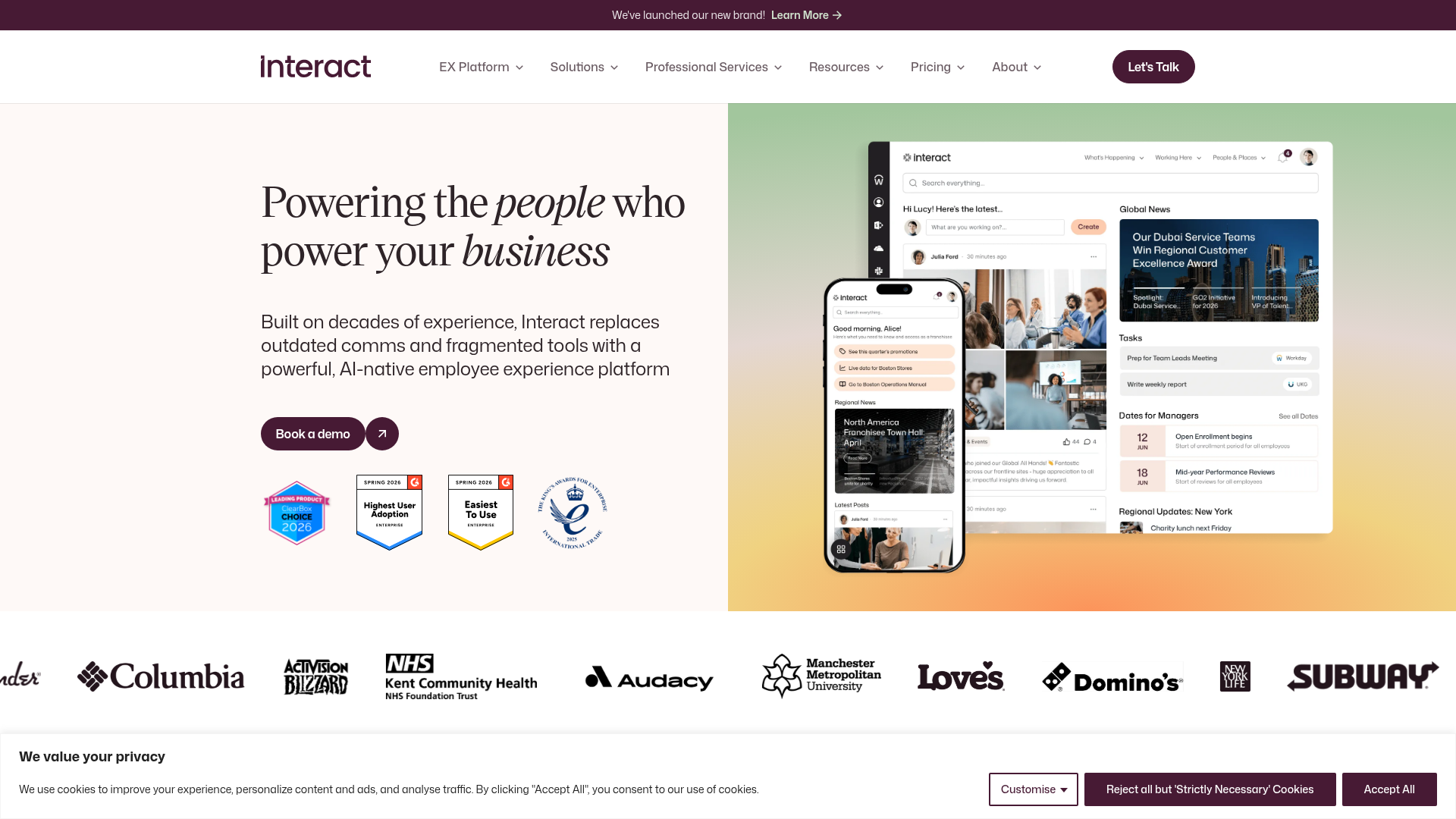 Interact enterprise intranet and employee experience platform