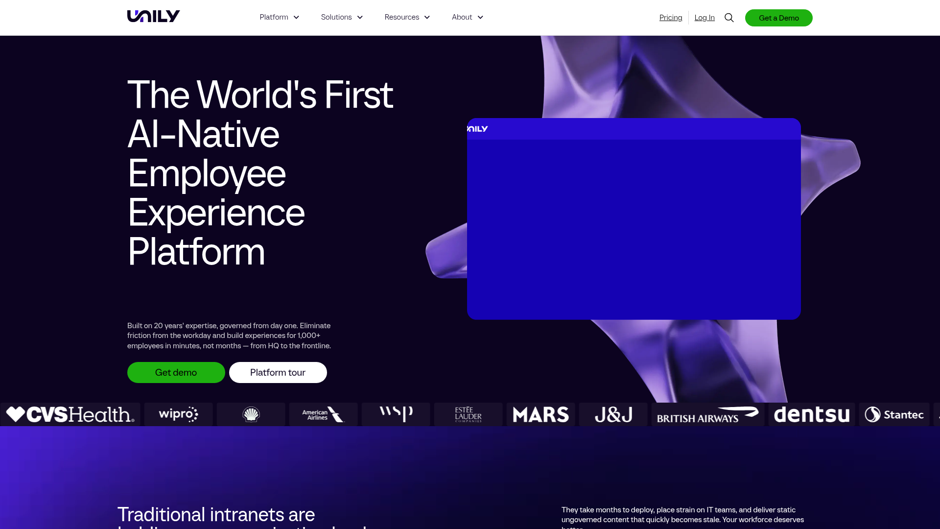 Unily AI-native enterprise employee experience platform