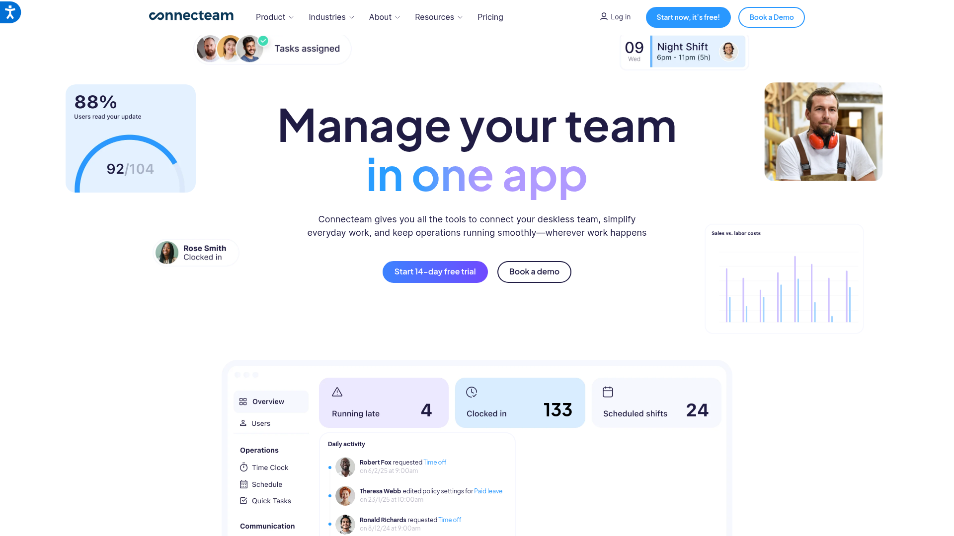 Connecteam mobile-first employee management and intranet app