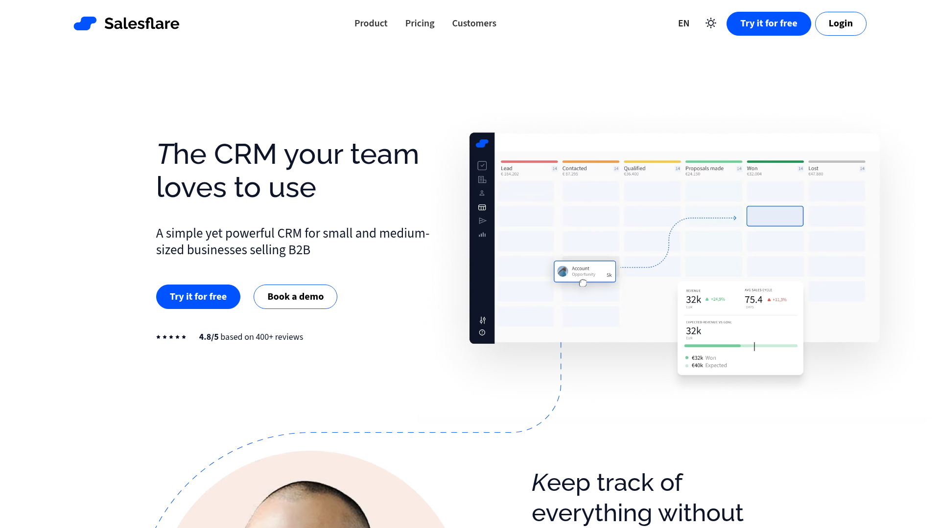 Salesflare CRM with built-in business card scanning