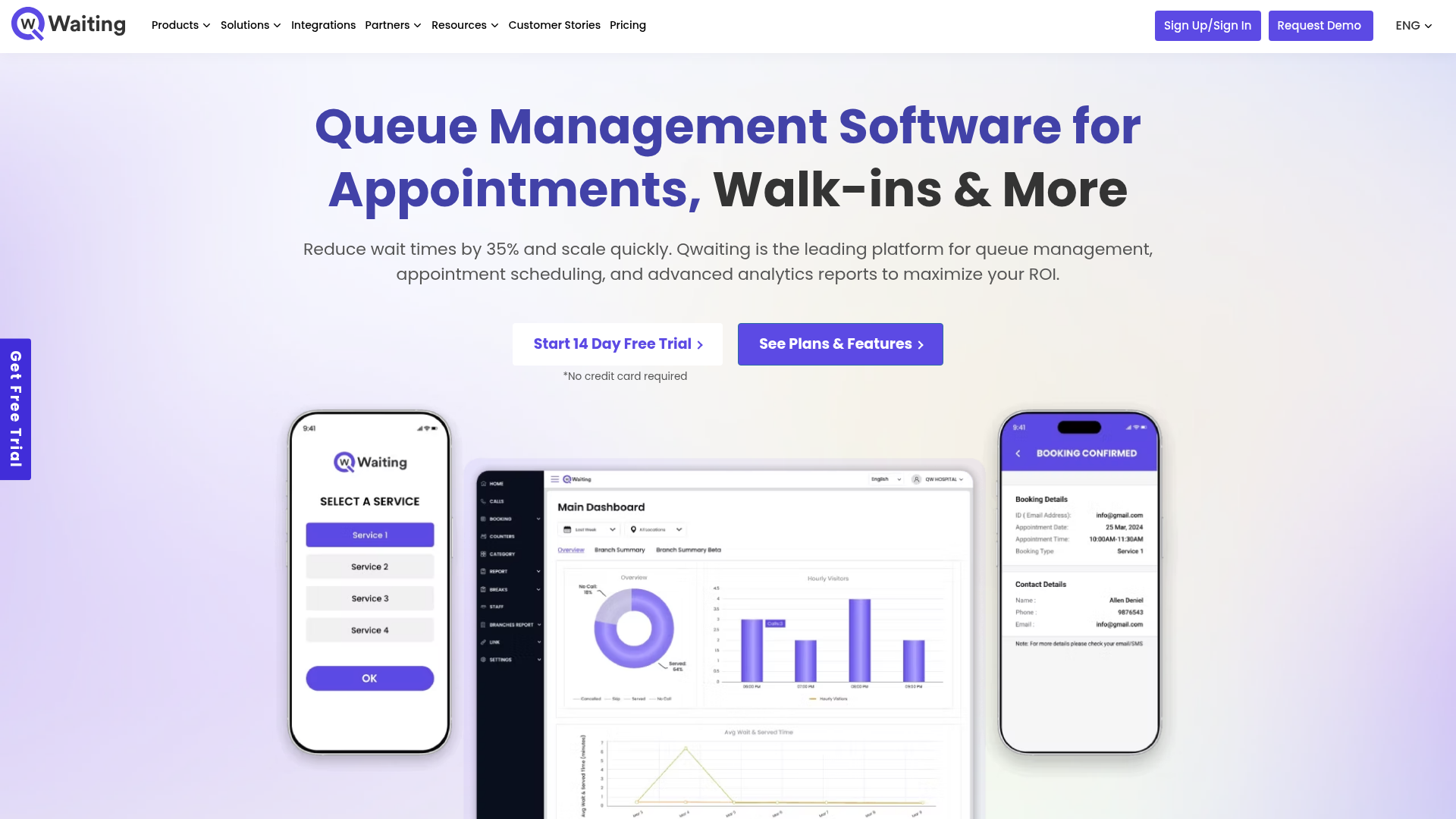 Qwaiting cloud queue management with token generation and signage