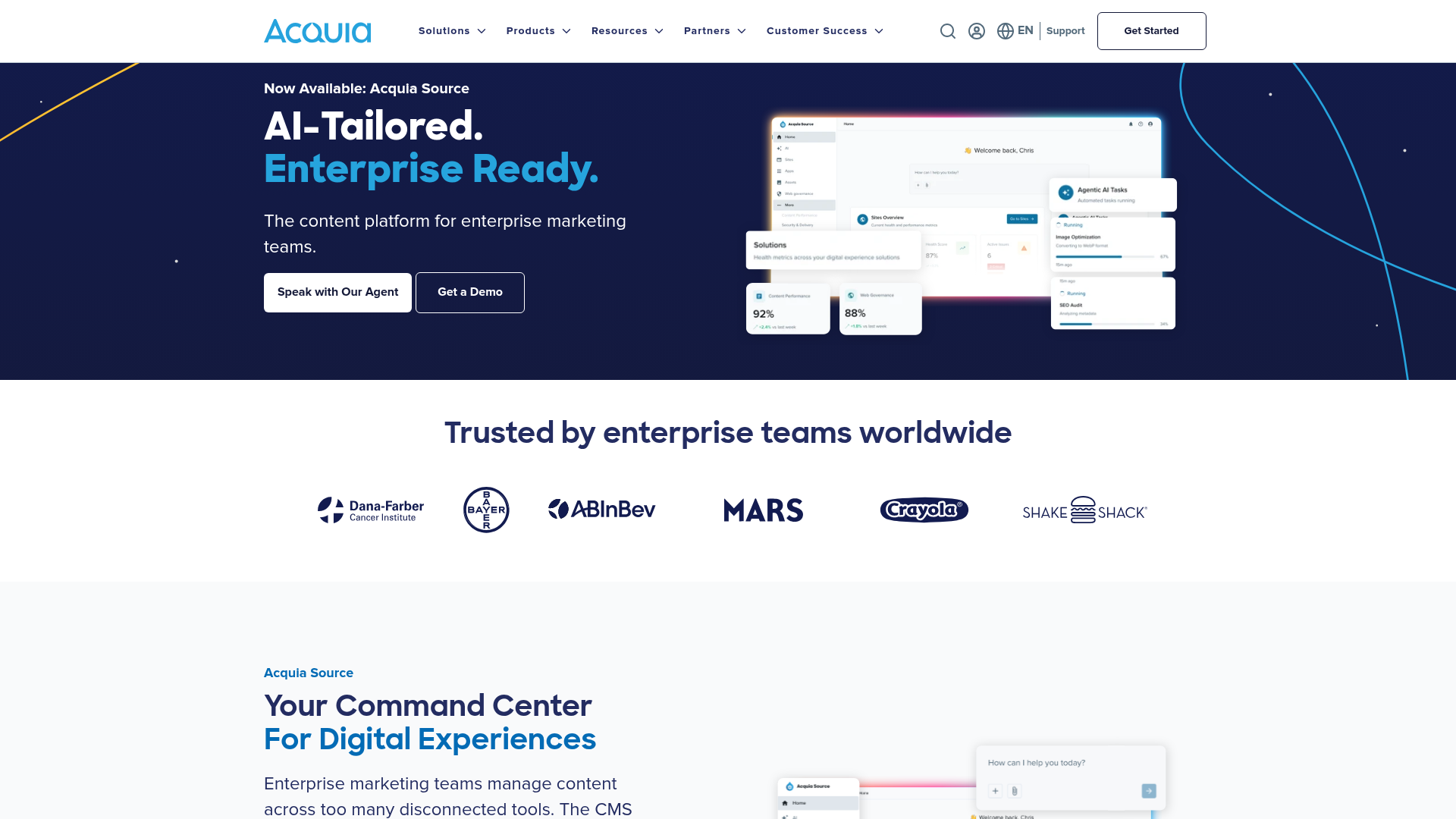 Acquia digital experience platform homepage