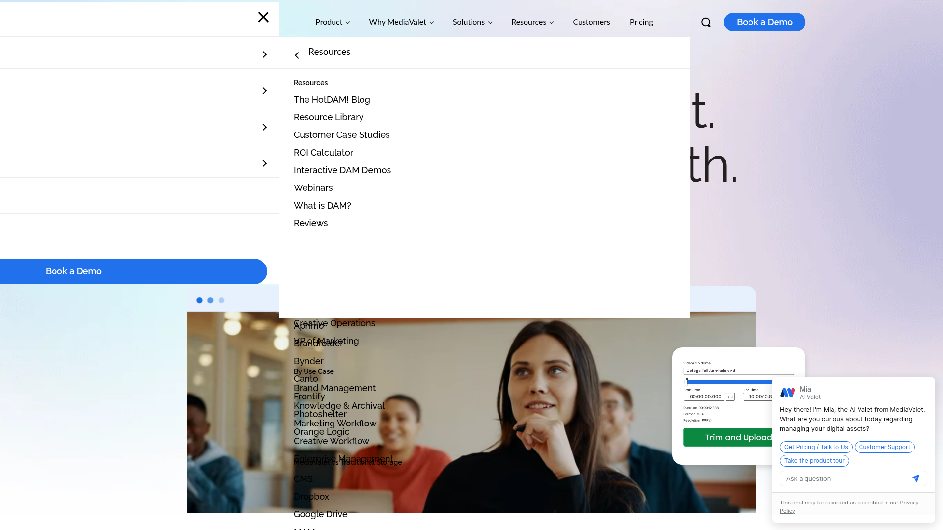MediaValet digital asset management platform homepage