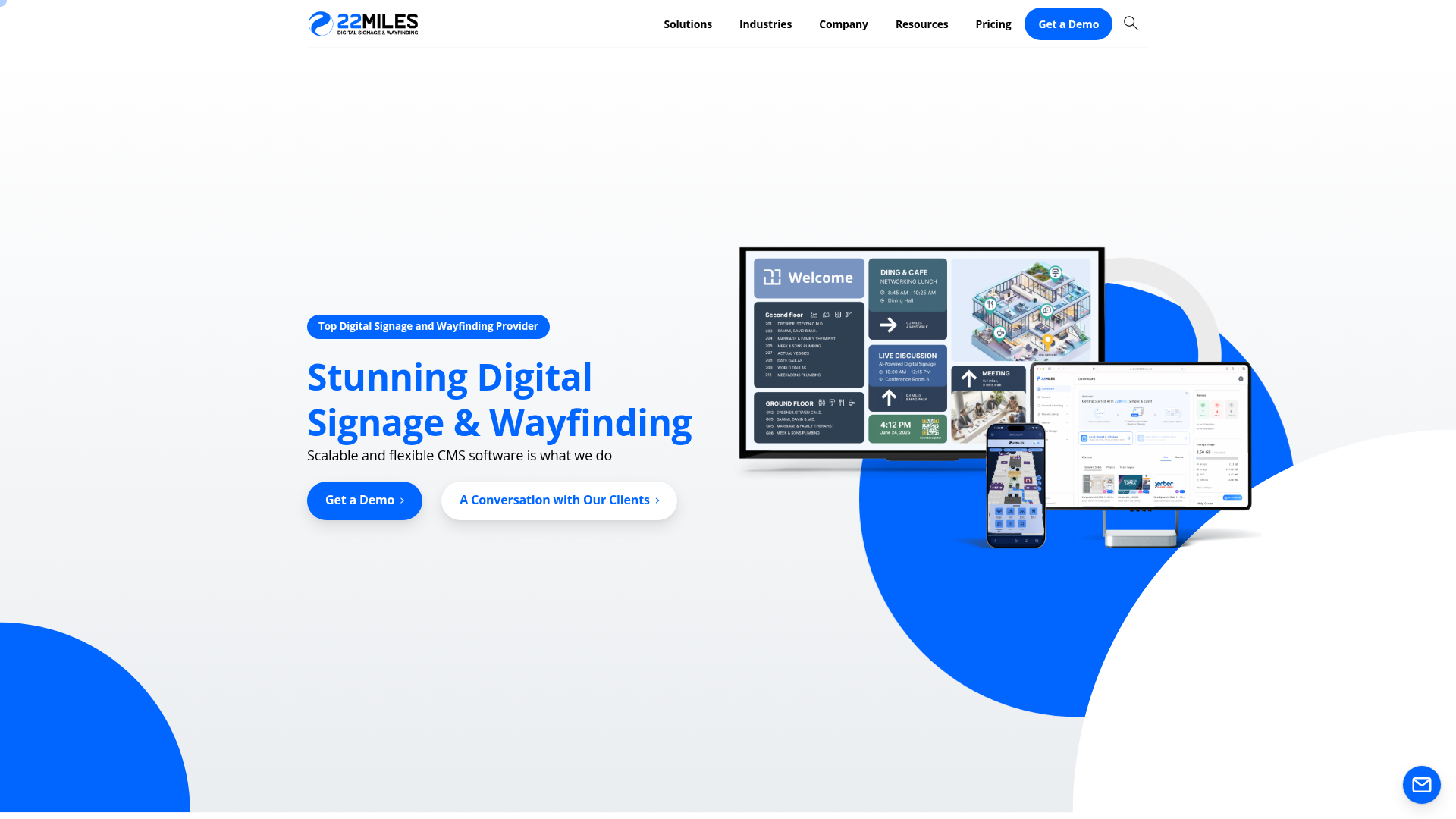 22Miles digital signage and wayfinding CMS dashboard