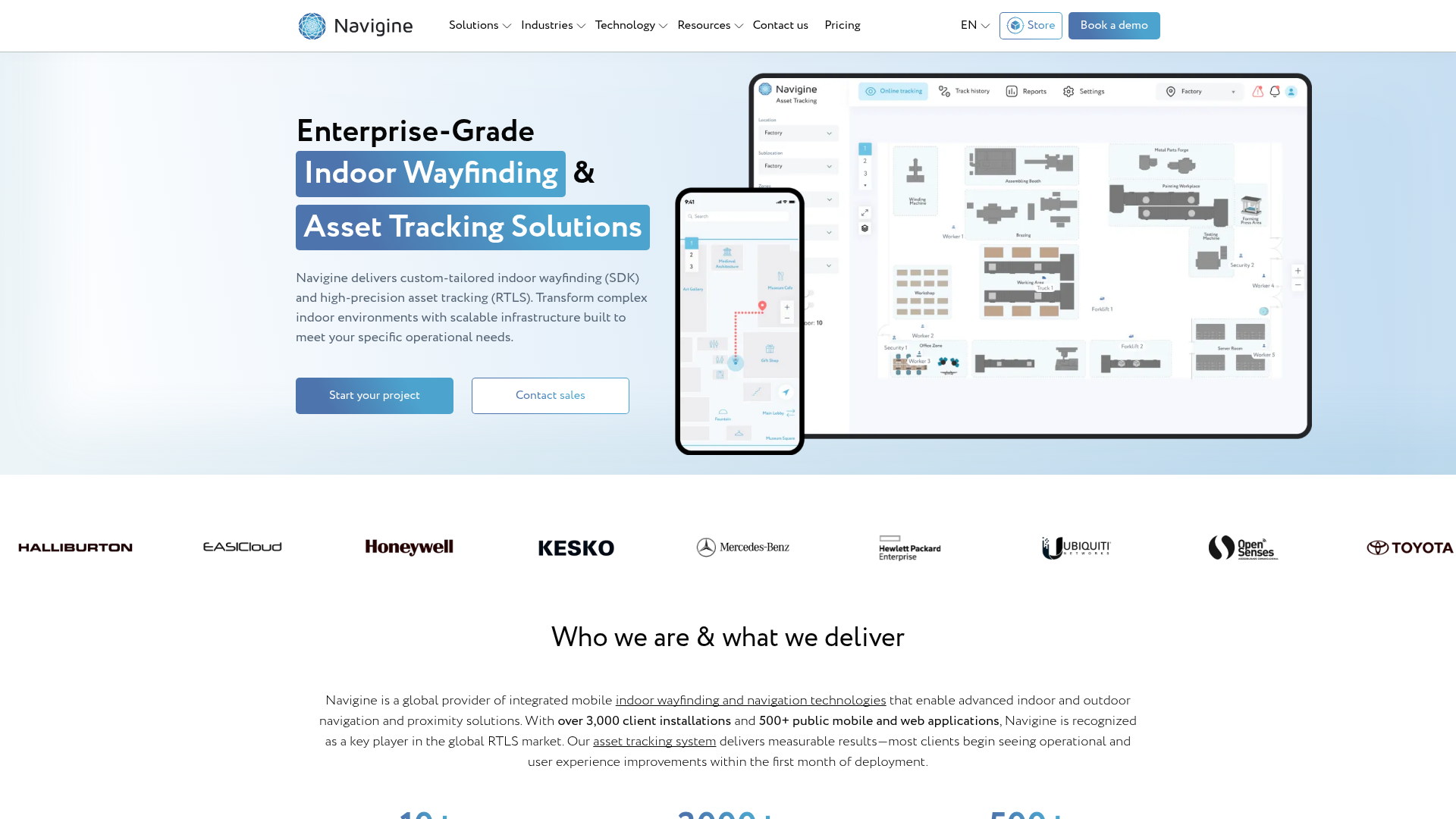 Navigine indoor positioning and wayfinding platform interface