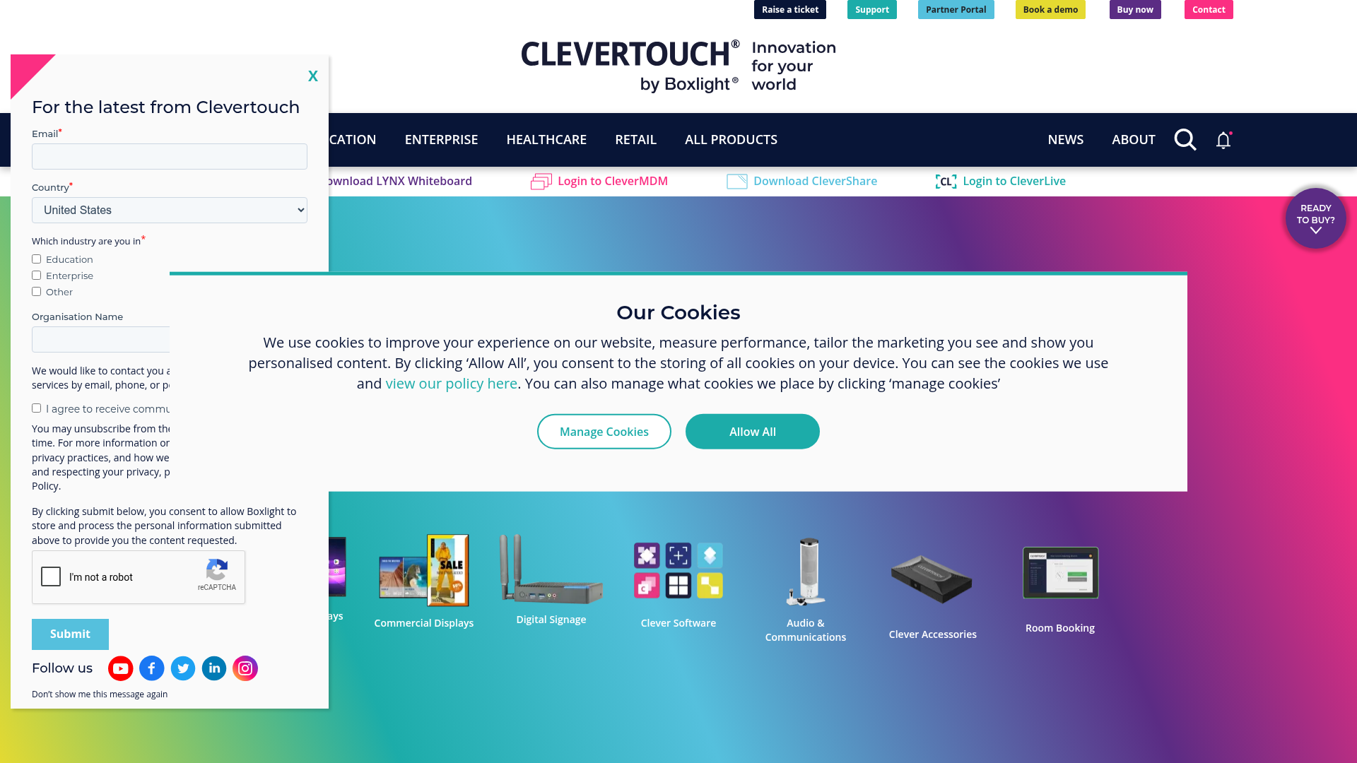 Clevertouch interactive display with digital signage and wayfinding content