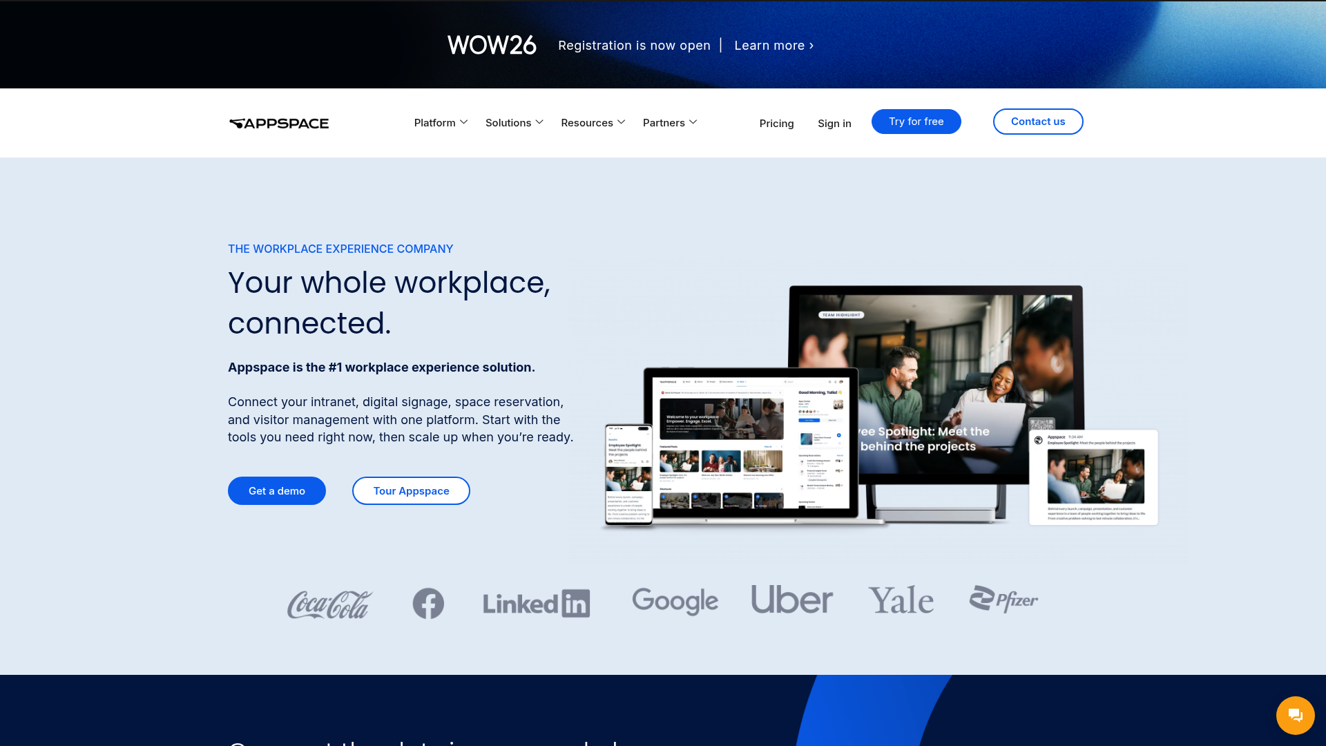 Appspace workplace experience and digital signage homepage