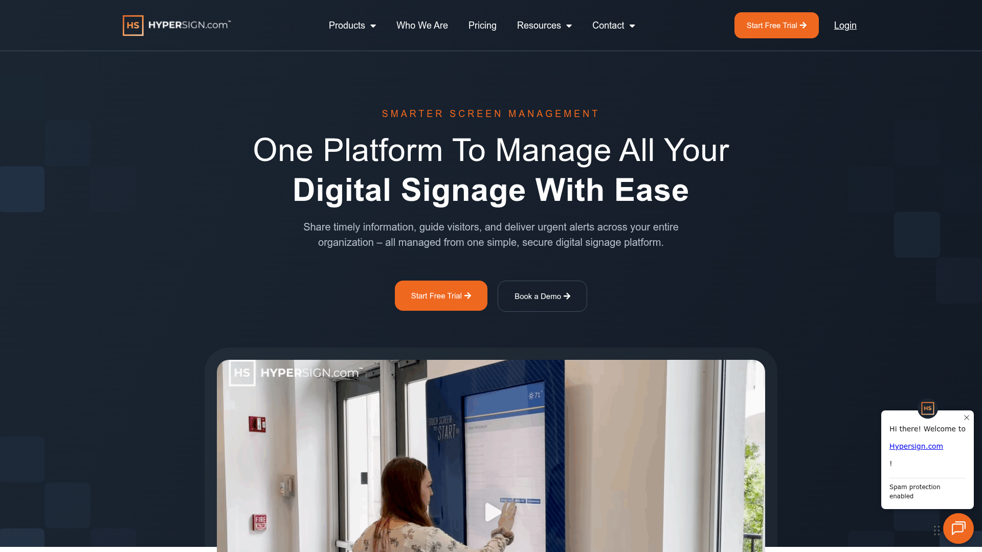 Hypersign digital signage platform with wayfinding and room display content