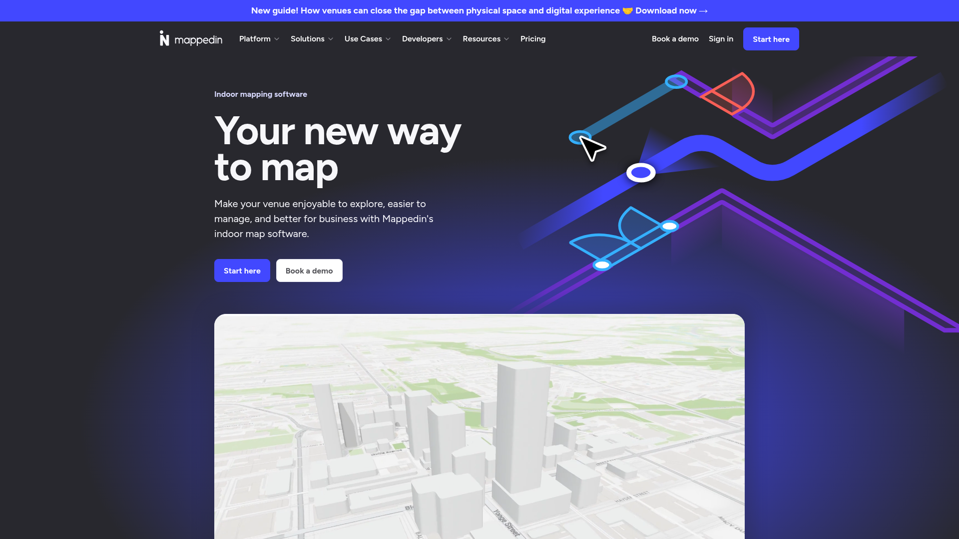 Mappedin indoor mapping platform showing an editable interactive venue map