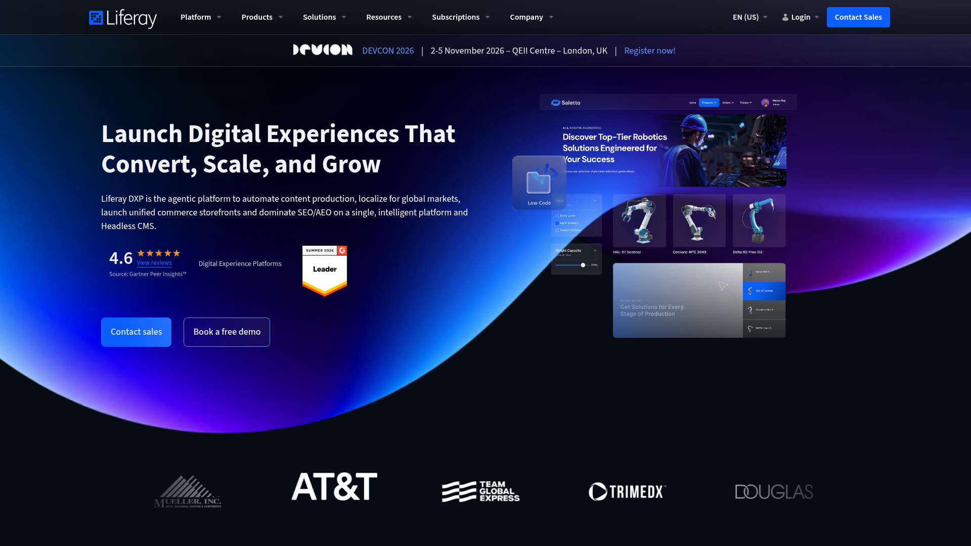 Liferay digital experience platform homepage