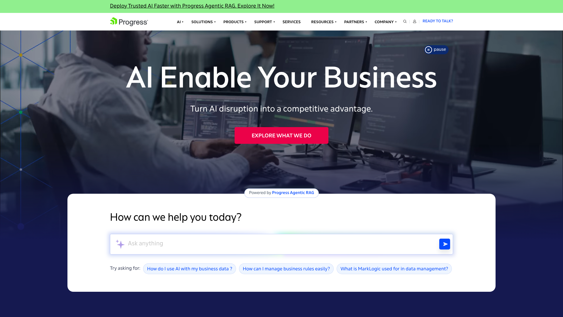Progress Sitefinity digital experience platform homepage