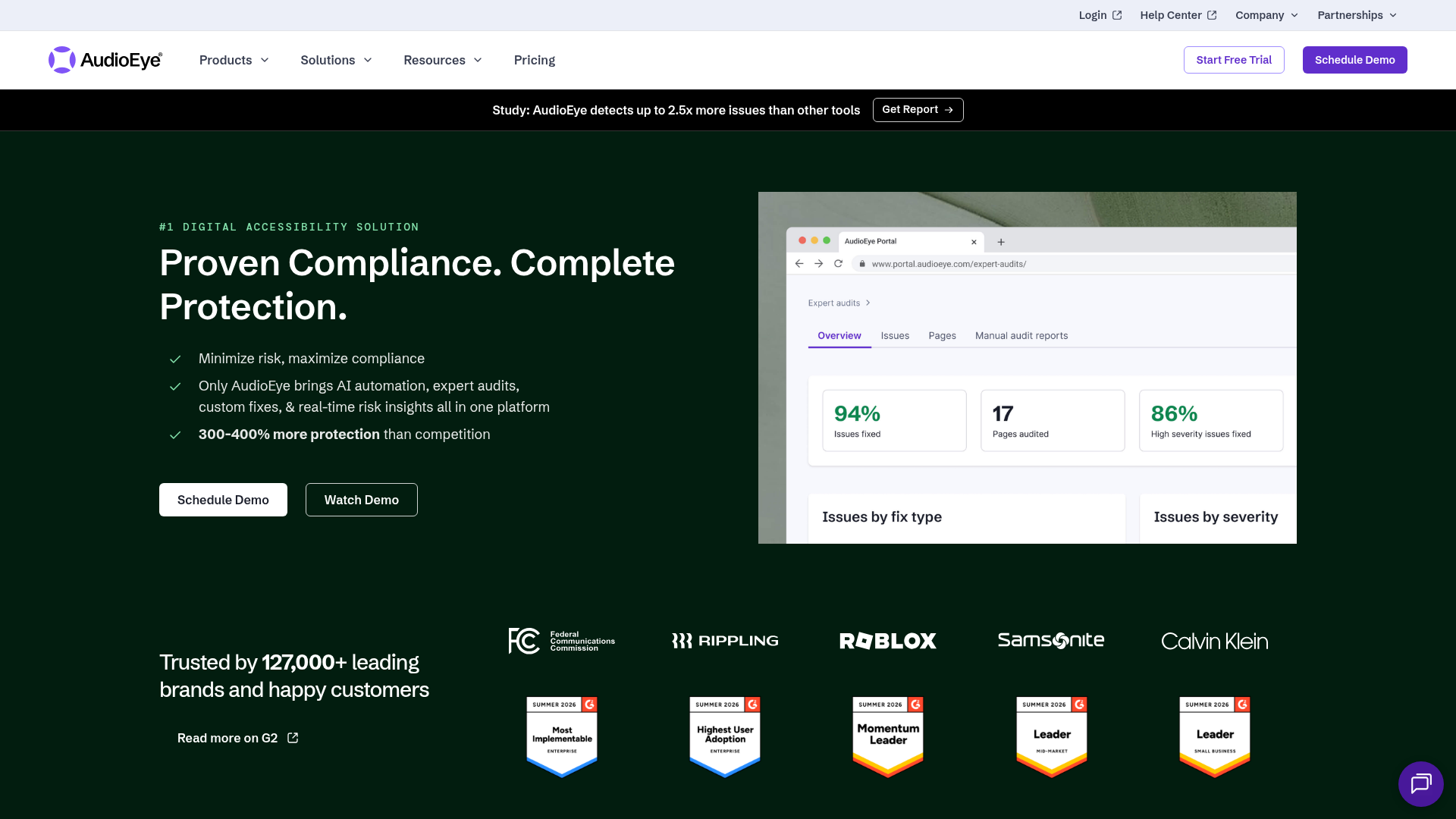 AudioEye digital accessibility platform homepage