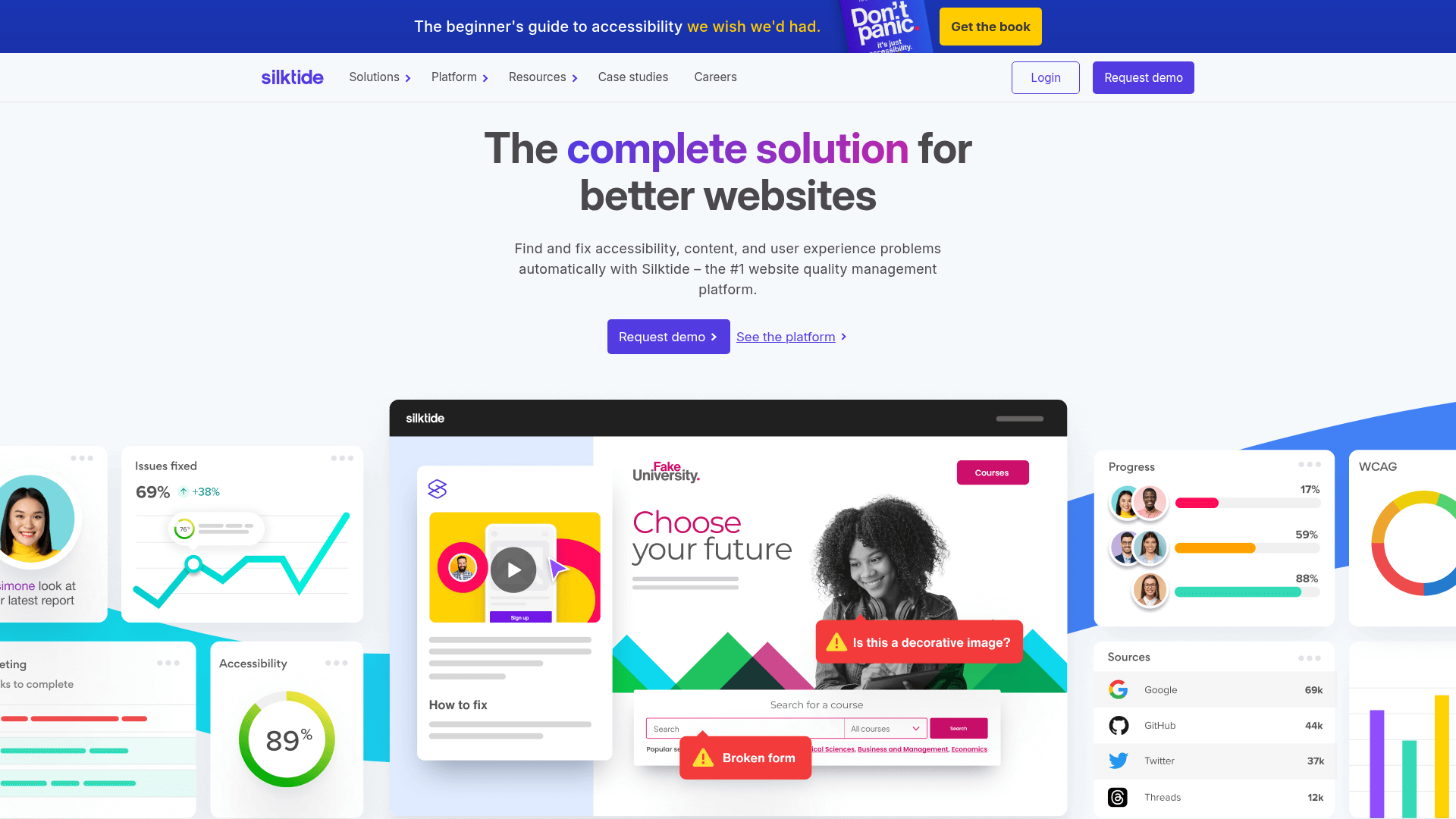 Silktide web governance platform homepage
